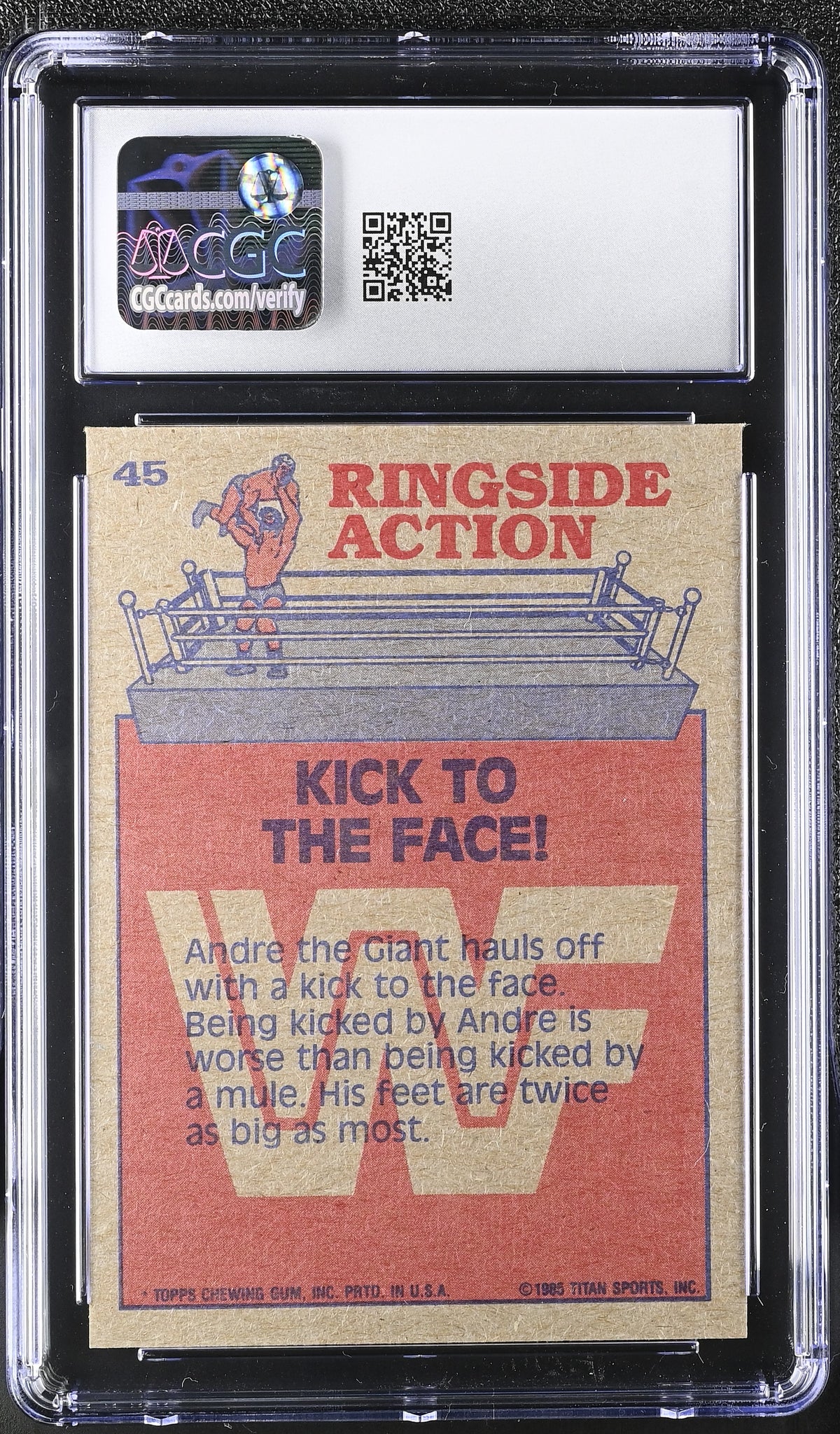 1985 Topps WWF Kick To The Face! #45 CGC 9
