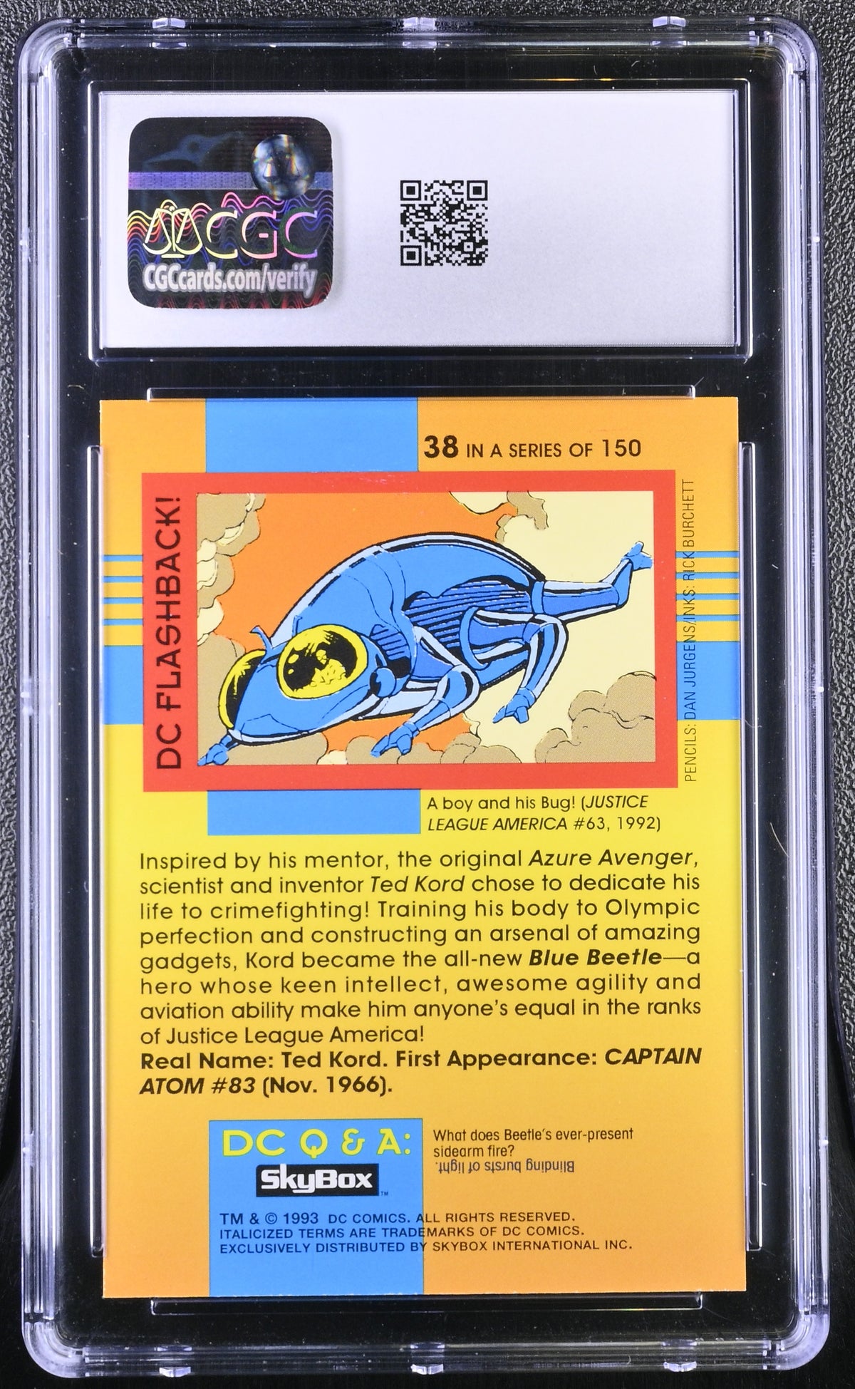 1993 Skybox DC Cosmic Teams Blue Beetle #38 CGC 9.5