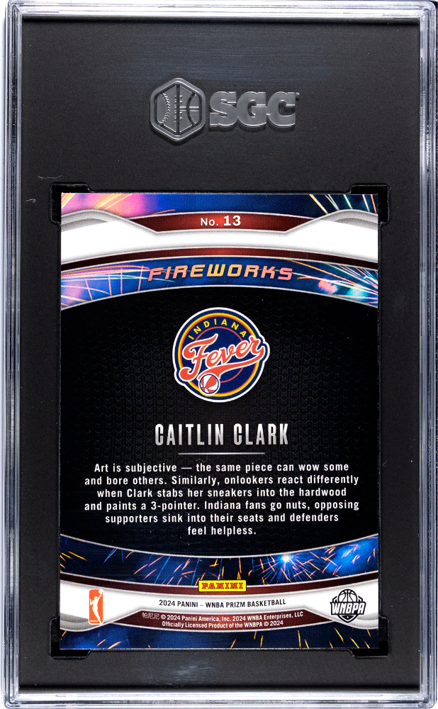 2024 Panini Prizm Wnba Caitlin Clark Fireworks Rookie #13 SGC 10 Indiana Fever
