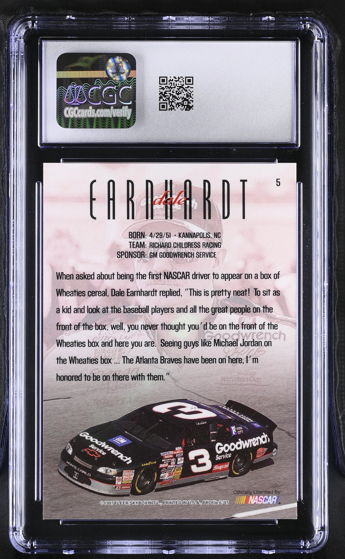 1997 Skybox Profile Dale Earnhardt #5 CGC 10