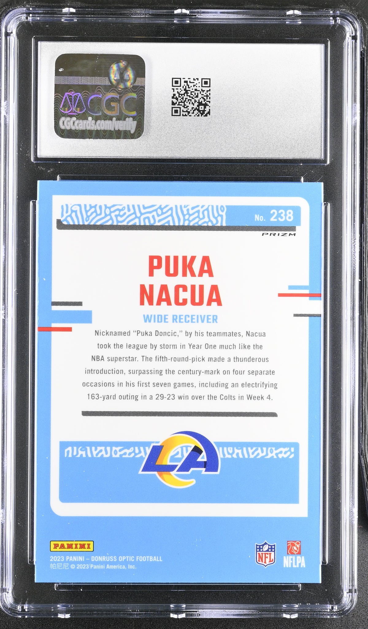 2023 Donruss Optic Puka Nacua Green Velocity Rookie #238 CGC 10 Los Angeles Rams