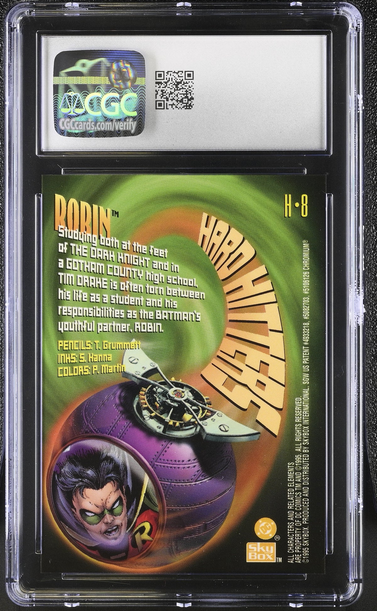 1995 Skybox DC Legends Power Chrome Robin Hard Hitters #H-8 CGC 10