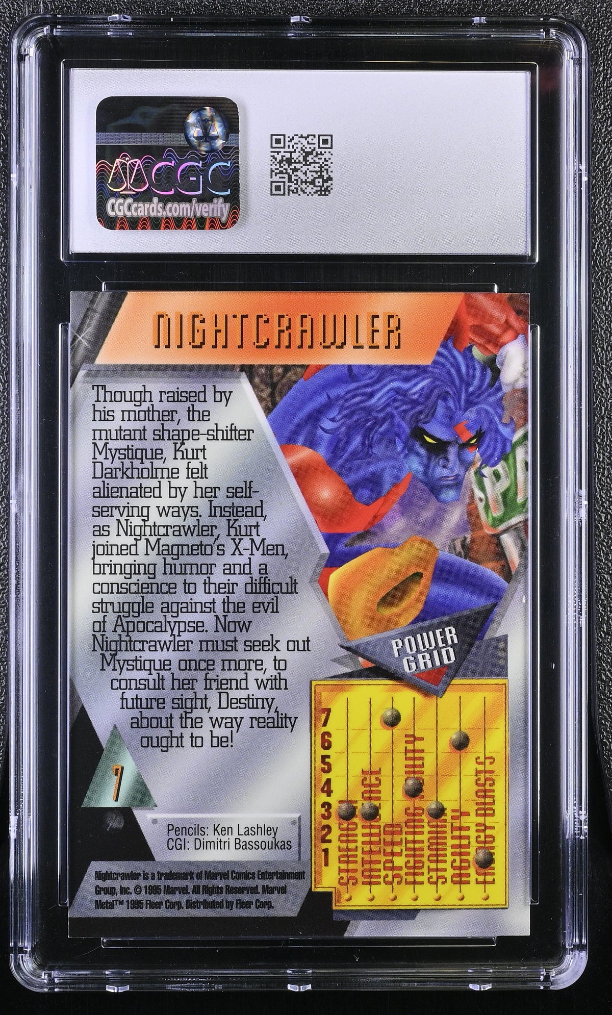 1995 Fleer Marvel Metal Inaugural Edition Nightcrawler #7 CGC 9.5