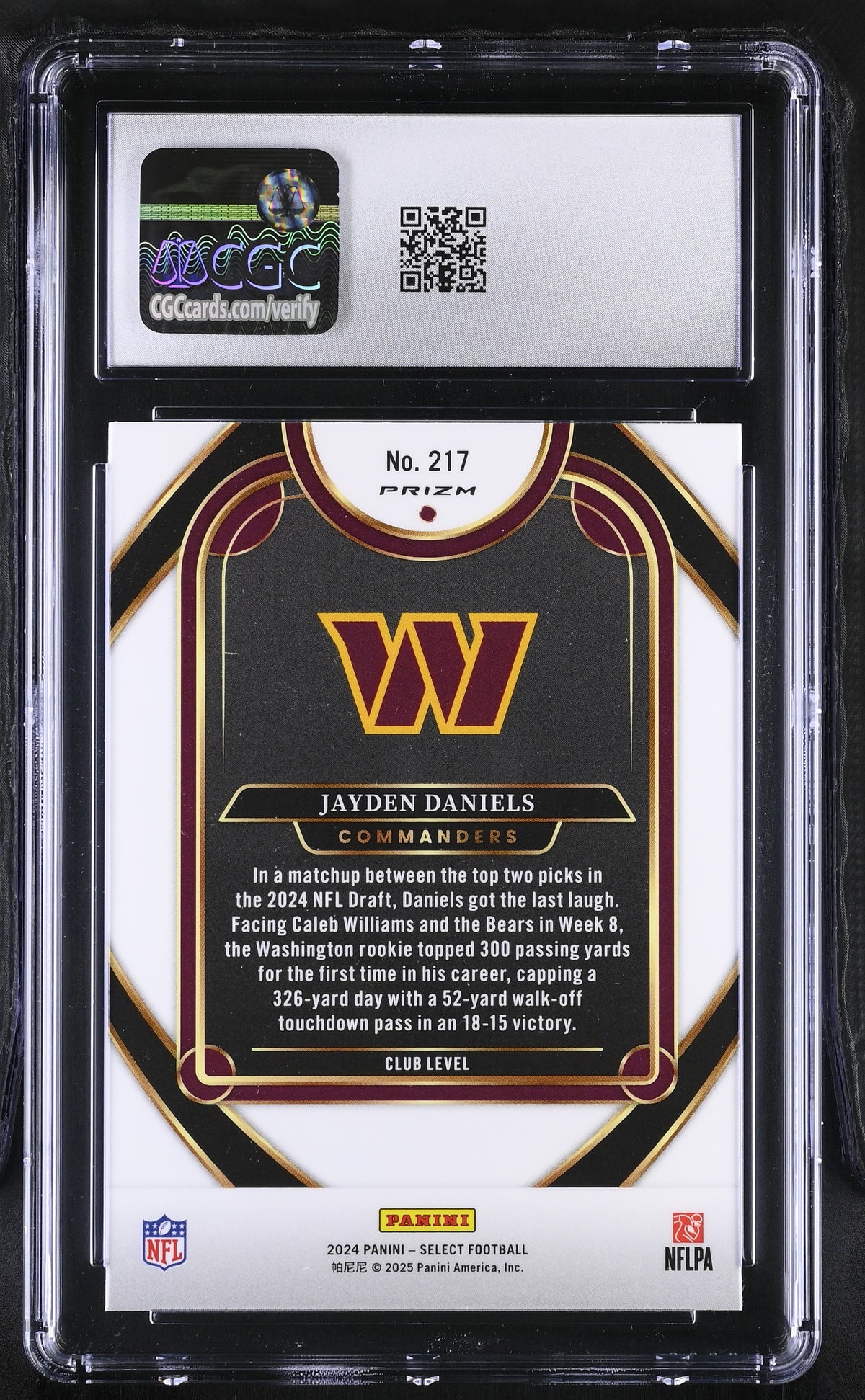 2024 Panini Select Jayden Daniels Red Yellow Shock Rookie 217 CGC 9.5 Commanders