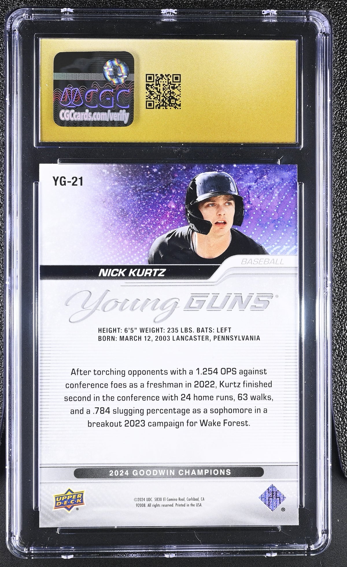 2024 Goodwin Champions Nick Kurtz Rookie Young Guns #YG-21 CGC 10 Pristine