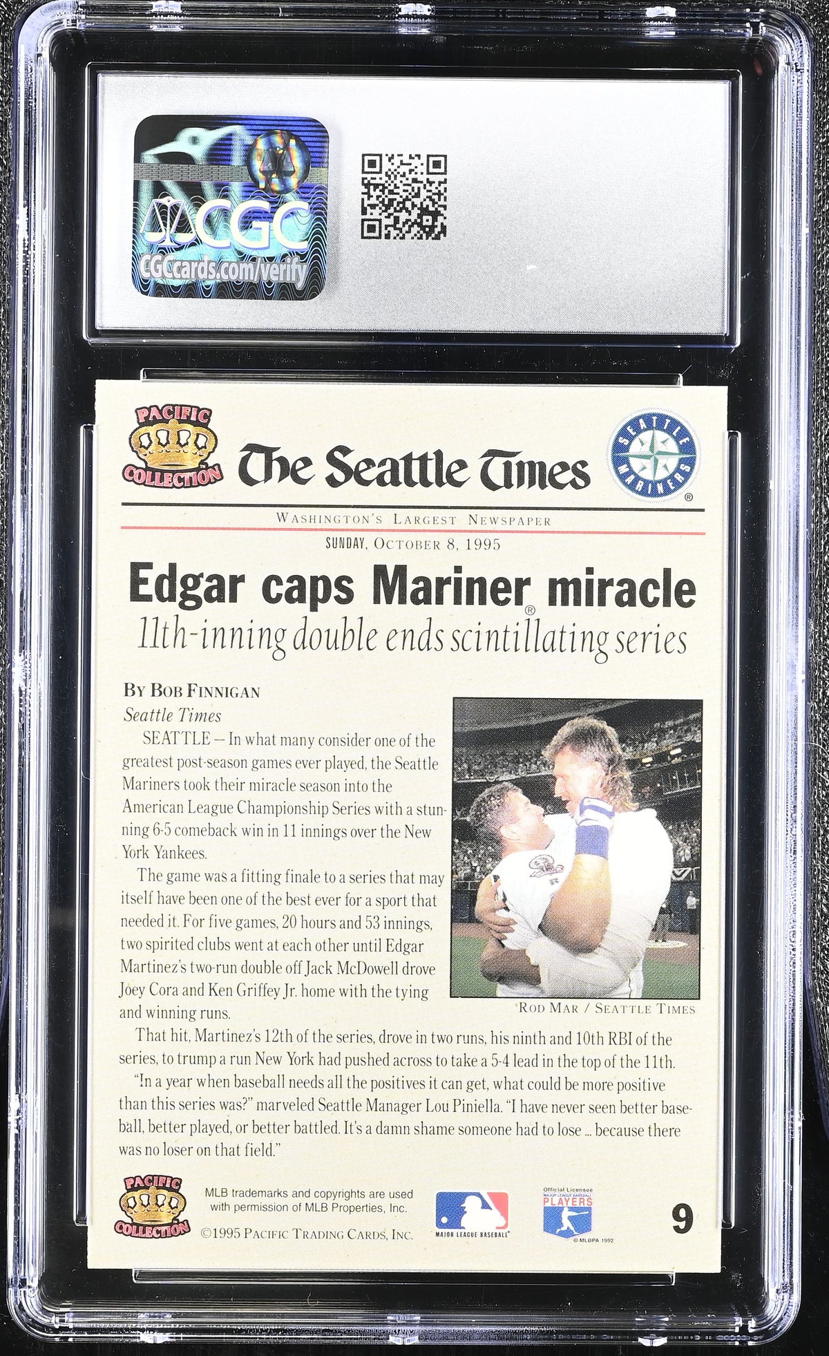 1995 Pacific Griffey Scores Winning Run Mariners Memories #9 CGC 9.5 Mariners