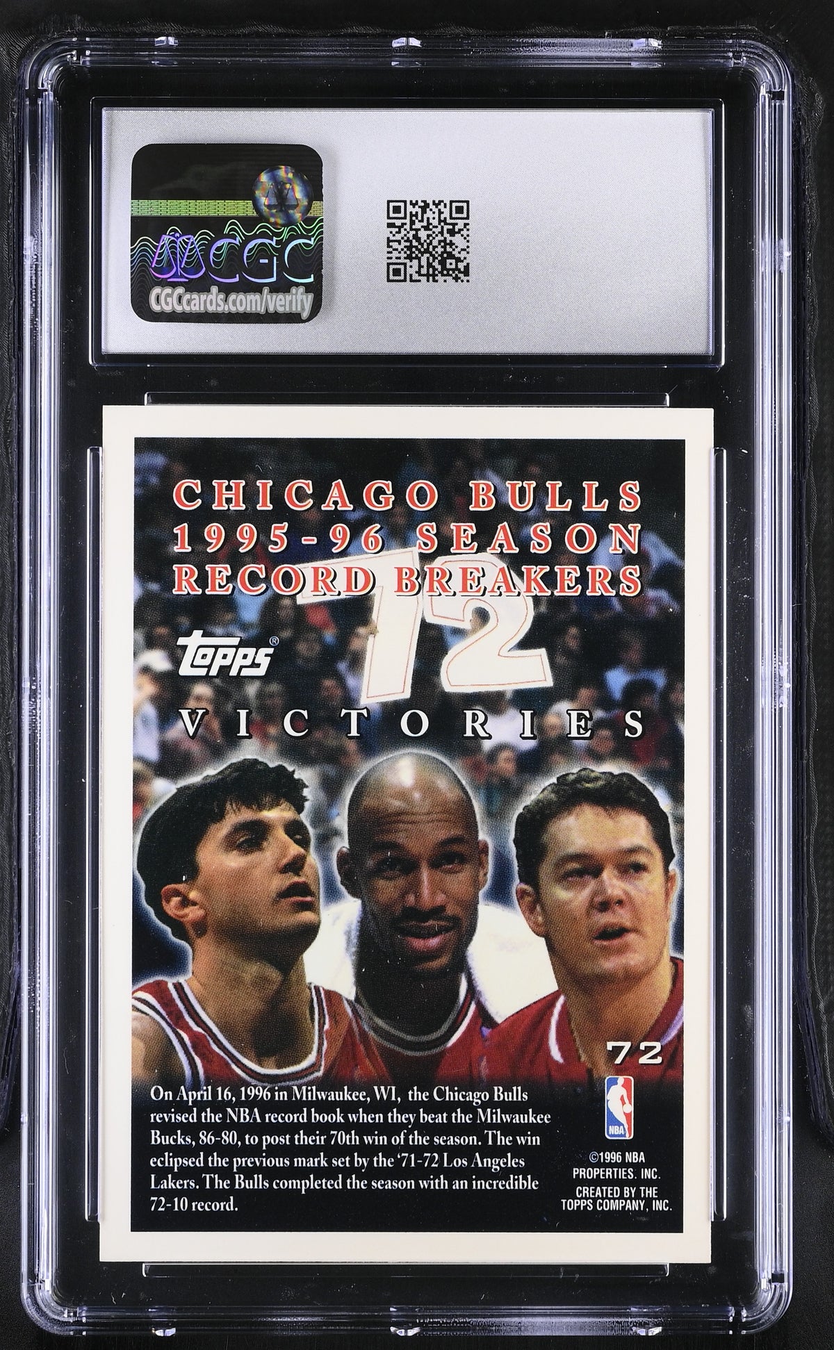 1996-97 Topps Chicago Bulls Commemorative #72 CGC 9