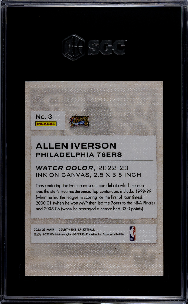 2022-23 Panini Court Kings Allen Iverson Water Color #3 SGC 10 76ers