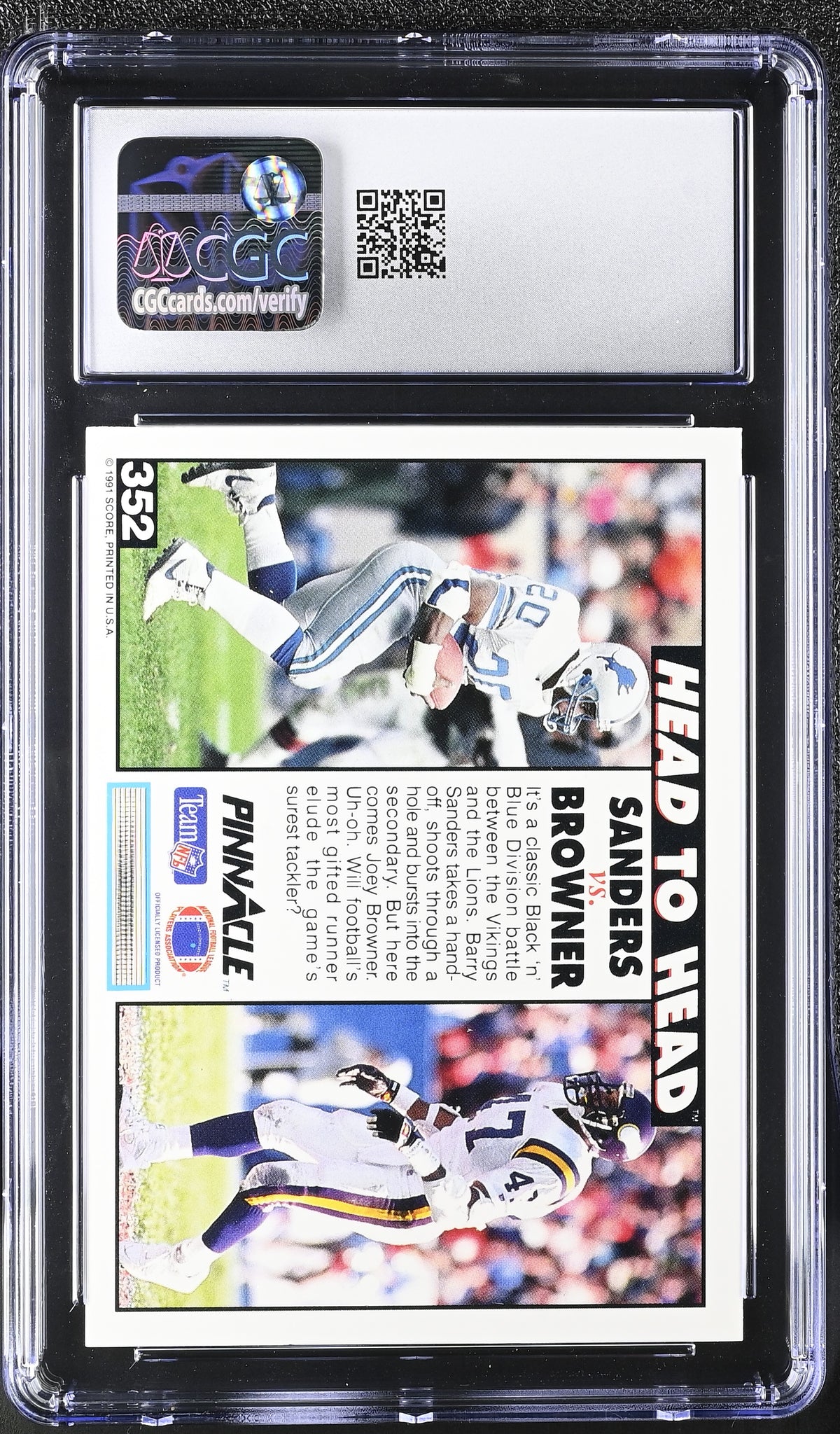 1991 Pinnacle Barry Sanders/Joey Browner #352 CGC 9.5