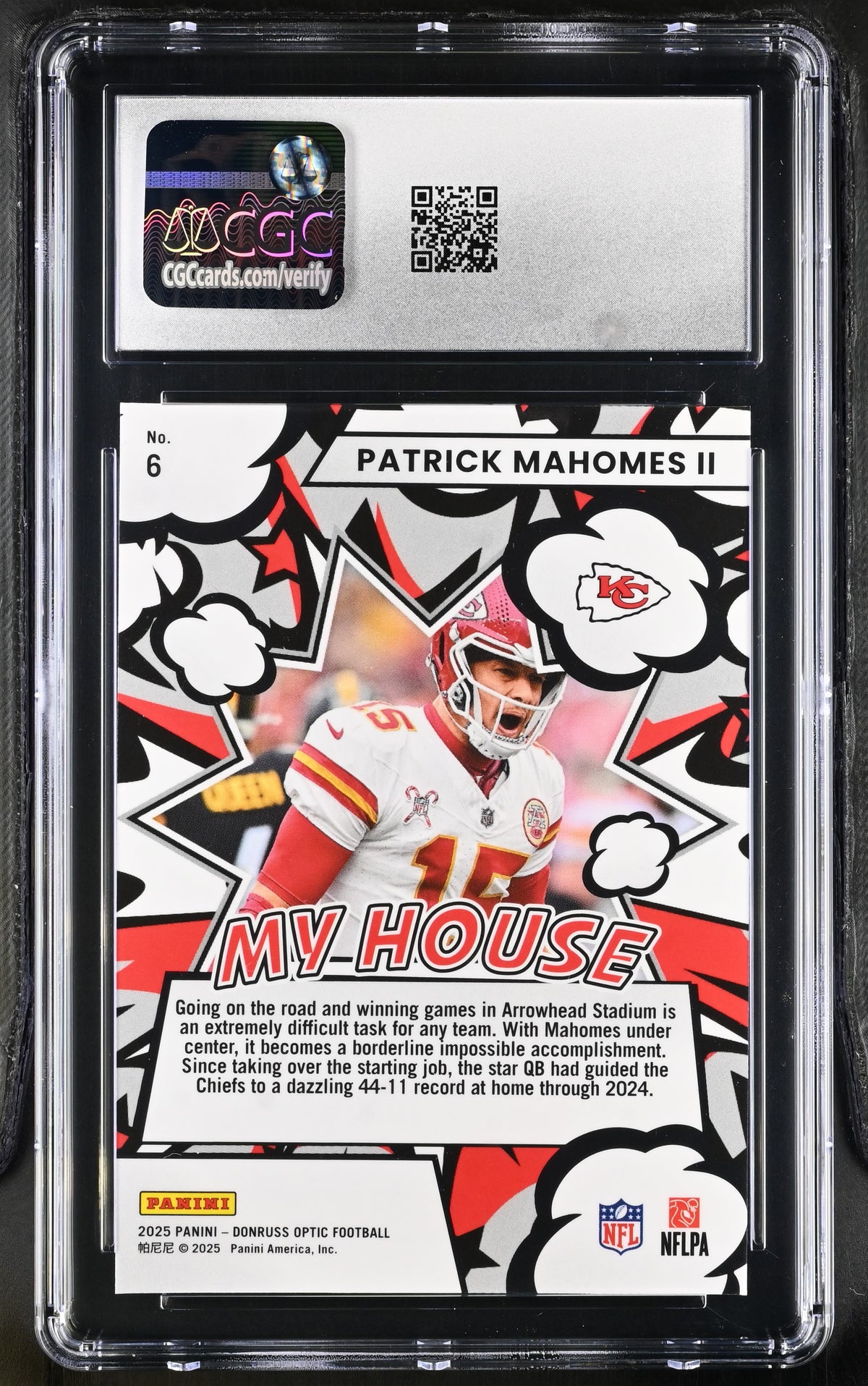 2025 Donruss Optic Patrick Mahomes II My House #6 CGC 9.5 Kansas City Chiefs