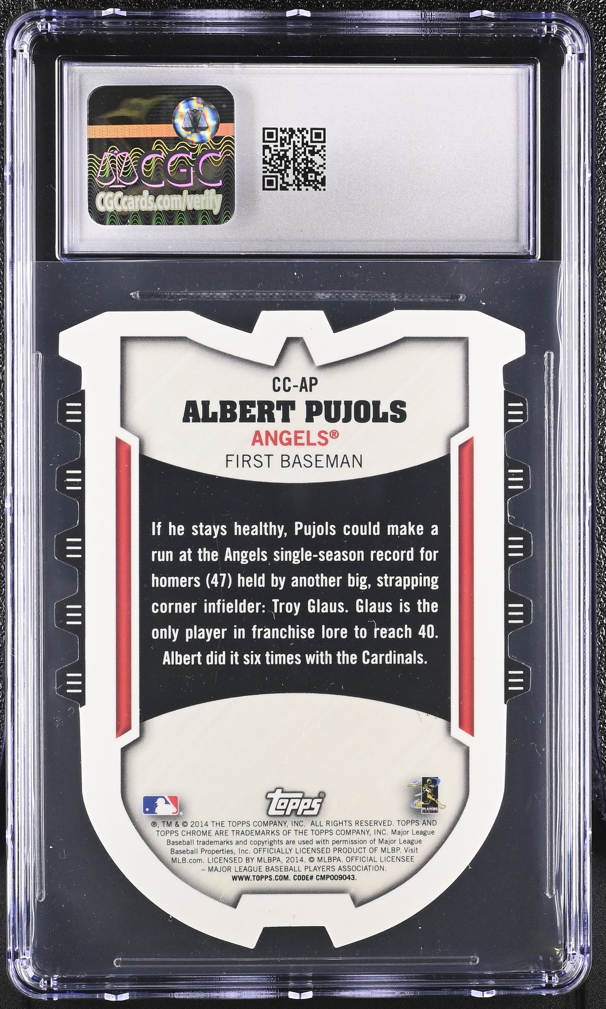 2014 Topps Chrome Albert Pujols Connections Die-Cut #CC-AP CGC 9.5 Cardinals