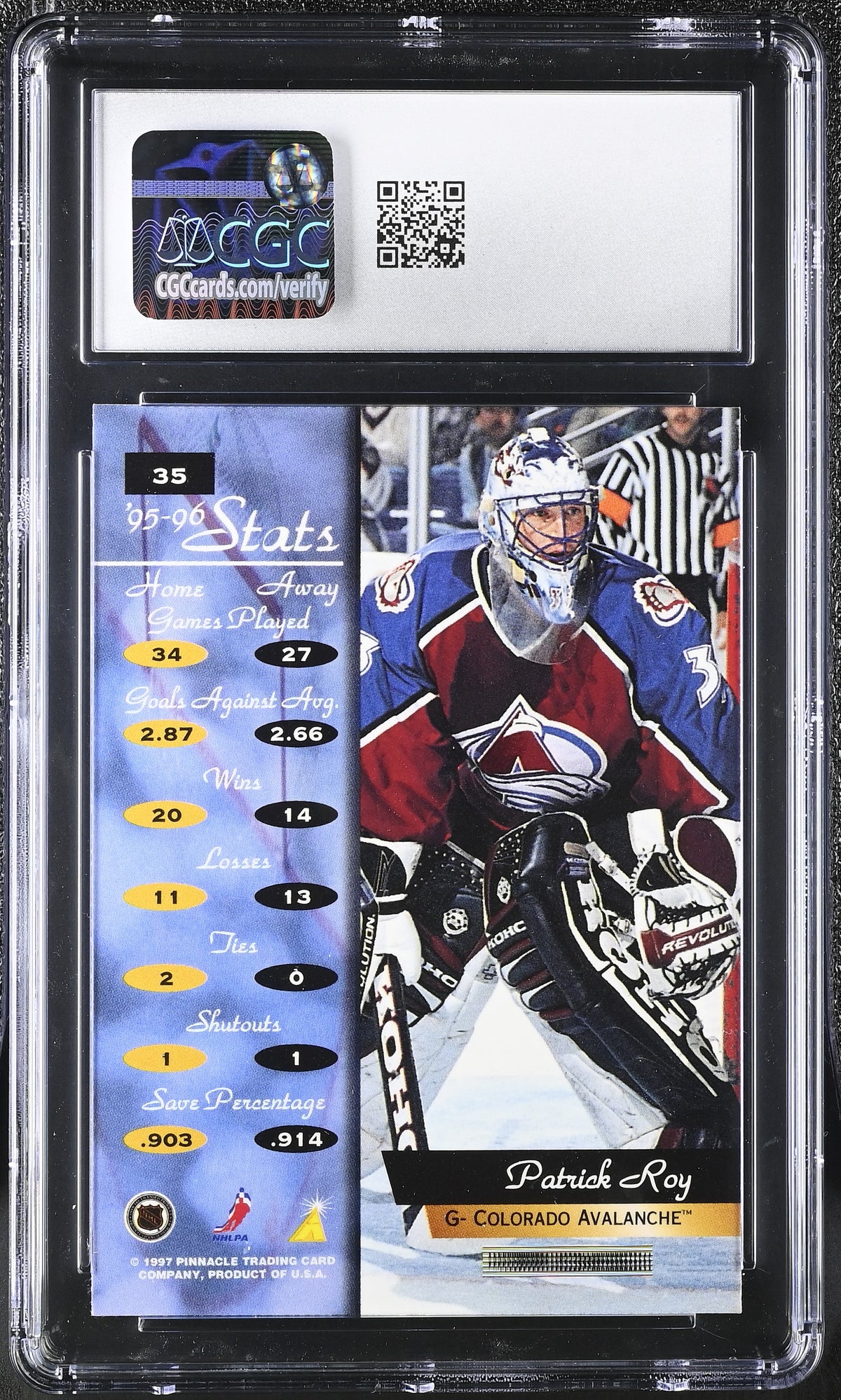 1996-97 Zenith Patrick Roy #35 CGC 9 Colorado Avalanche