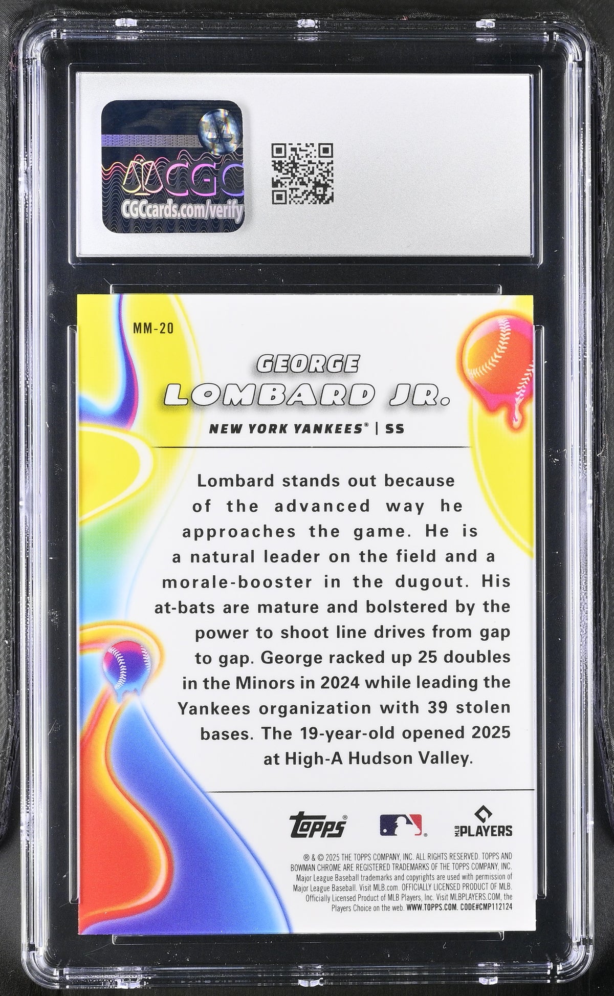 2025 Bowman Chrome George Lombard Jr. Melt Mashers #MM-20 CGC 10 Yankees