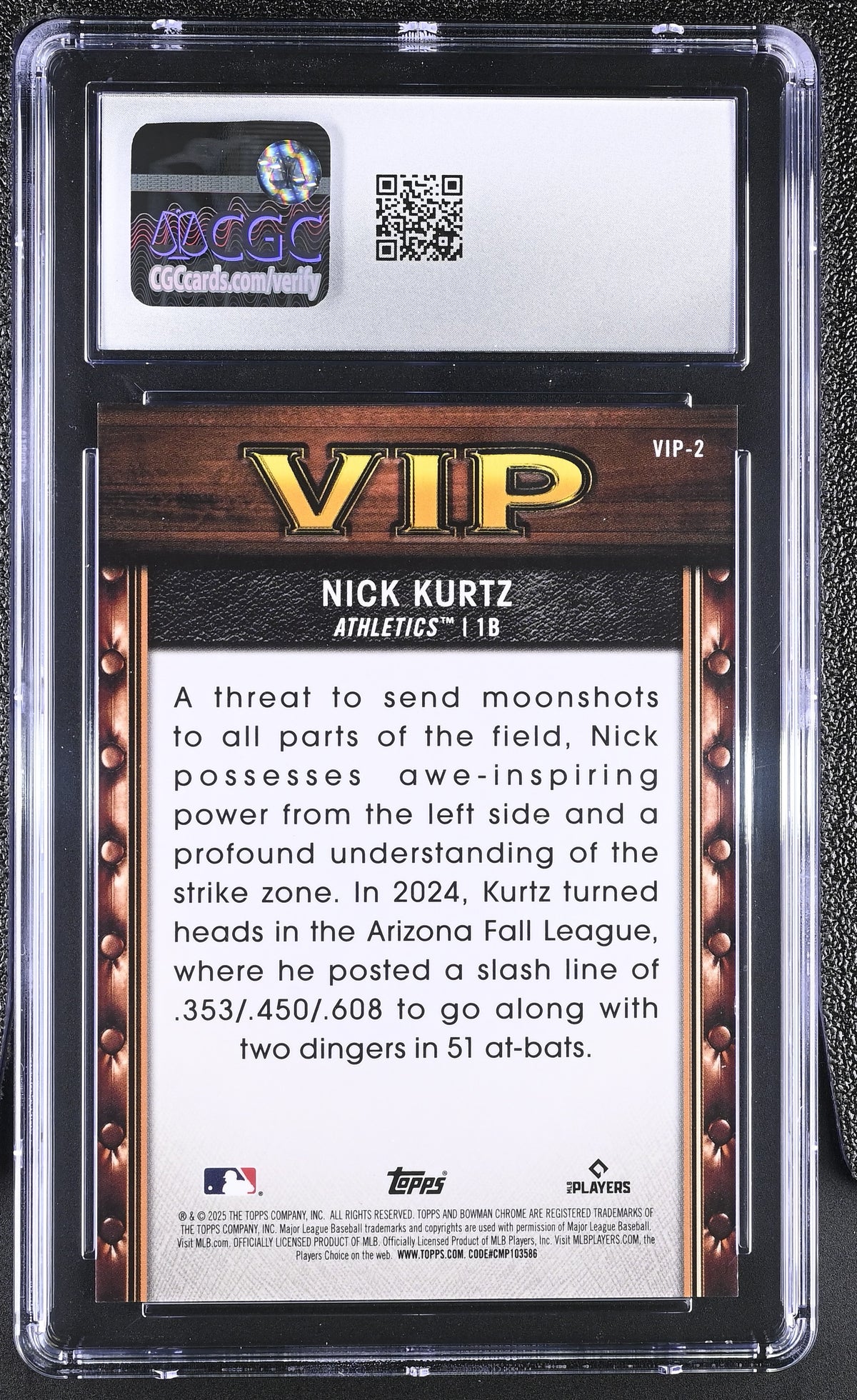 2025 Bowman Mega Box Nick Kurtz Navy /175 Rookie Very Important #VIP-2 CGC 10