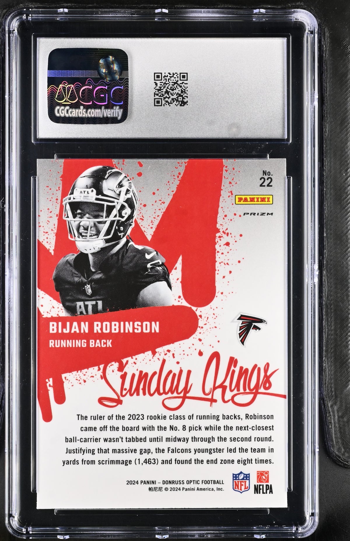 2024 Donruss Optic Bijan Robinson Sunday Kings #22 CGC 10 Atlanta Falcons