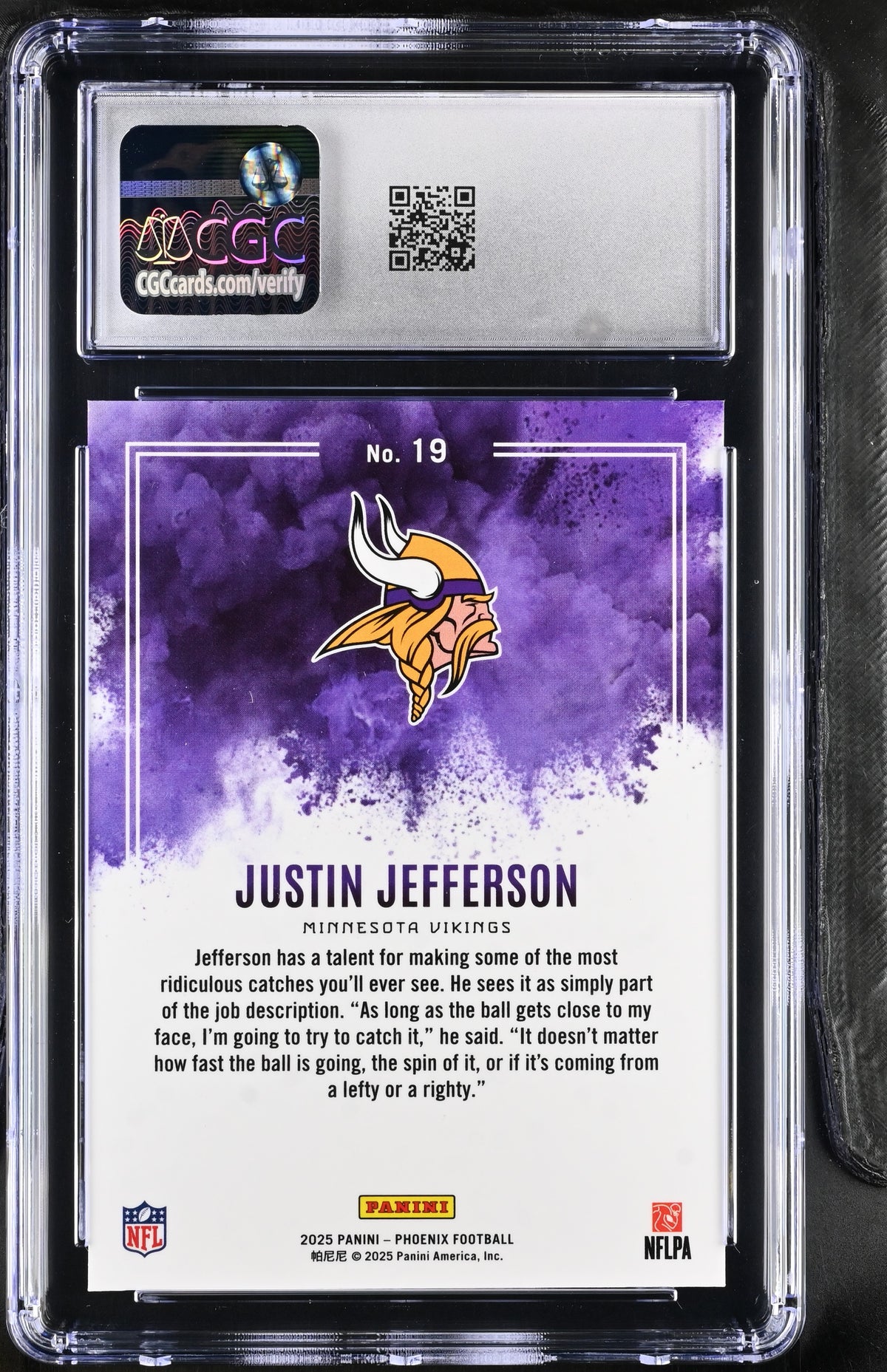 2025 Panini Phoenix Justin Jefferson Color Blast #19 CGC 10 Minnesota Vikings