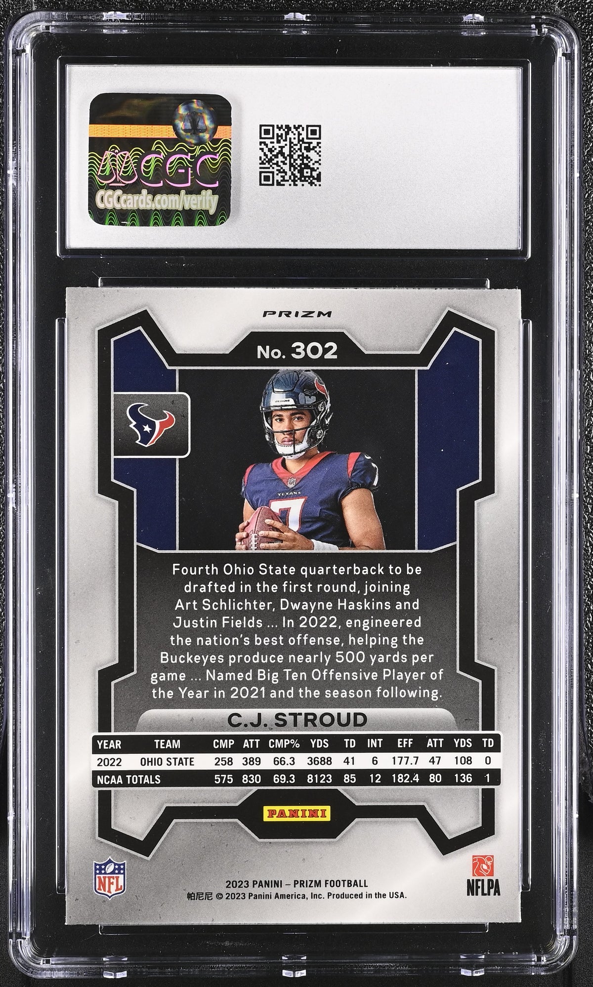 2023 Panini Prizm C.J. Stroud Variation Silver Rookie #302 CGC 9.5 Texans