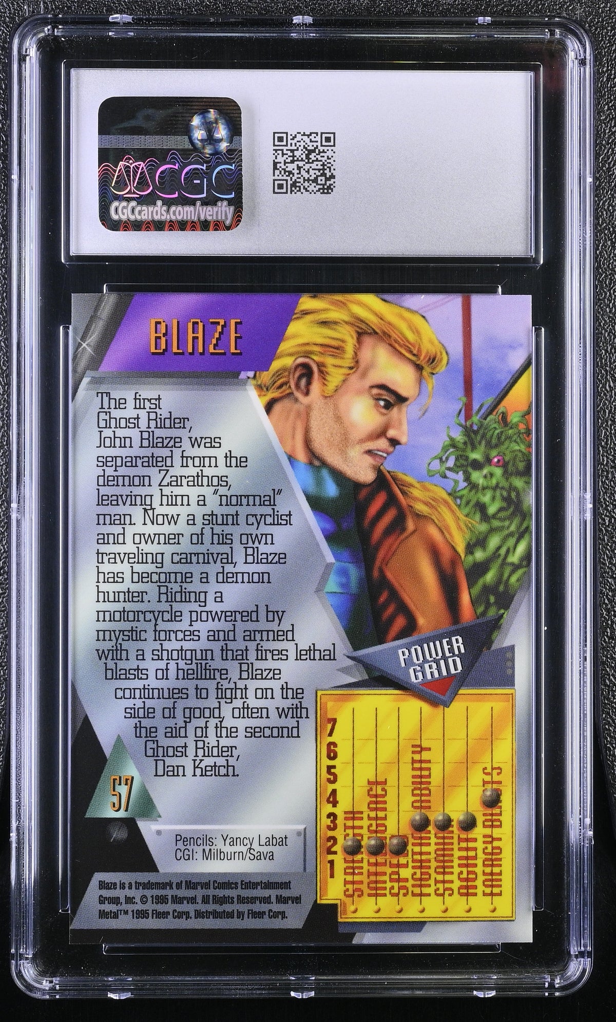 1995 Fleer Marvel Metal Inaugural Edition Blaze #57 CGC 9.5