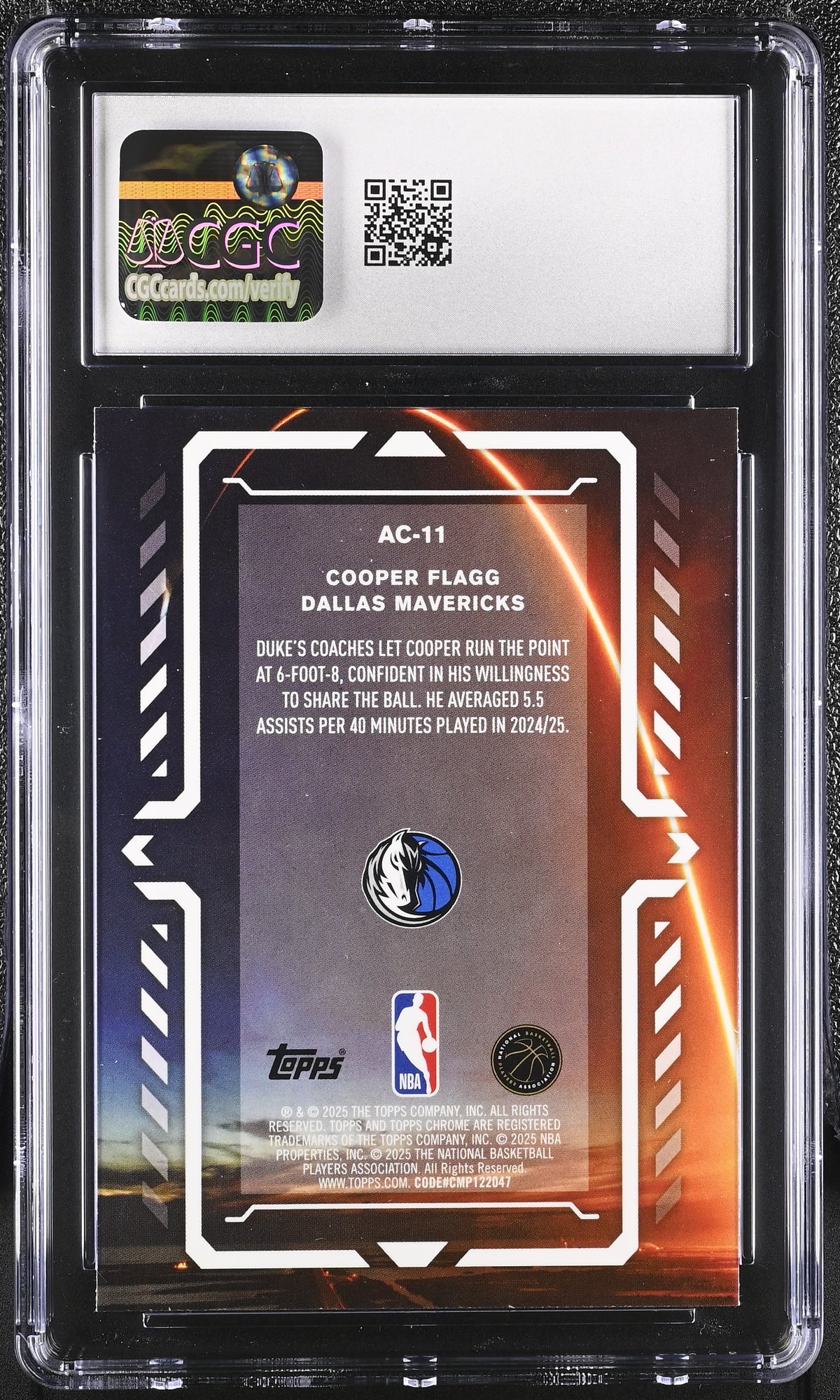 2025-26 Topps Chrome Cooper Flagg Rookie Activators #AC-11 CGC 10 Mavericks