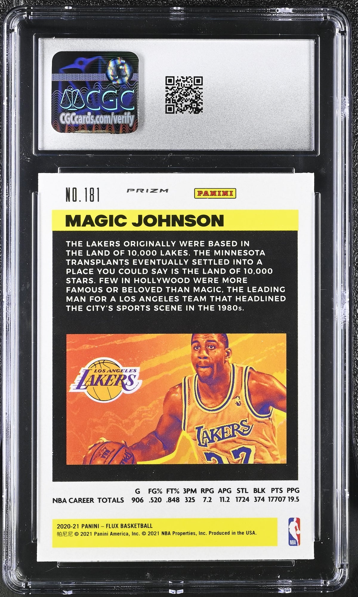 2020-21 Panini Flux Magic Johnson Red #181 CGC 10 Los Angeles Lakers