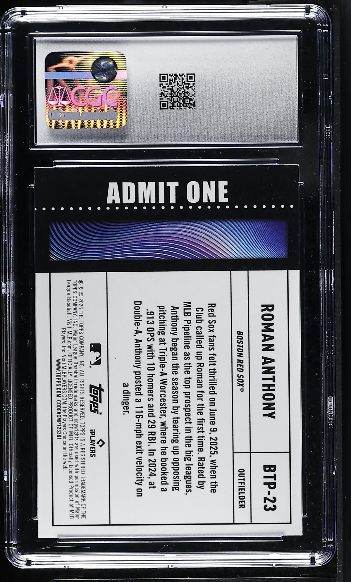2026 Topps Roman Anthony #BTP-23 Big Ticket Players CGC 9.5