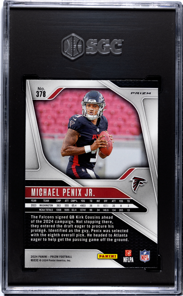 2024 Panini Prizm Michael Penix JR. Lazer Rookie #378 SGC 10 Atlanta Falcons