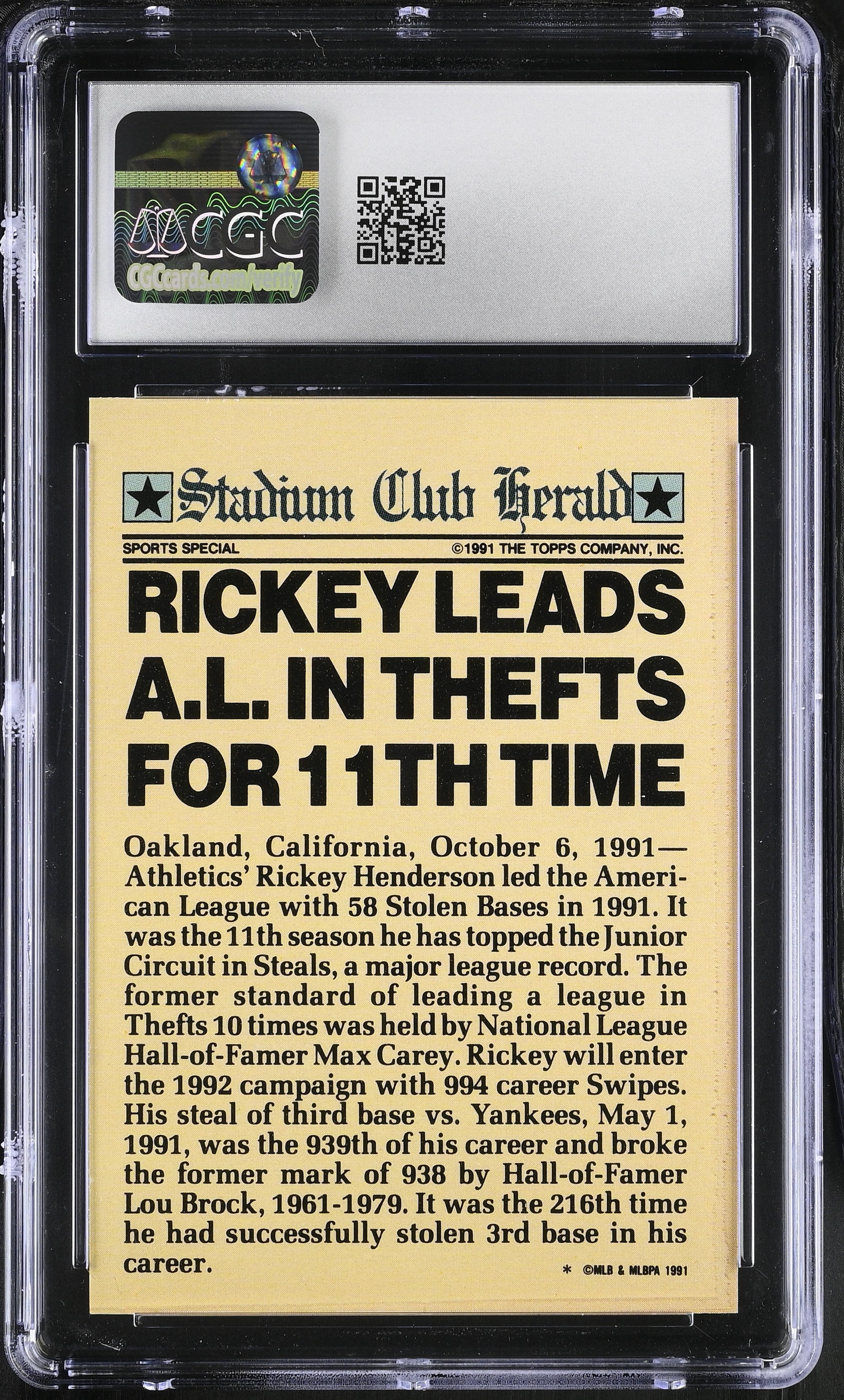 1991 Stadium Club Members Only CGC 9.5