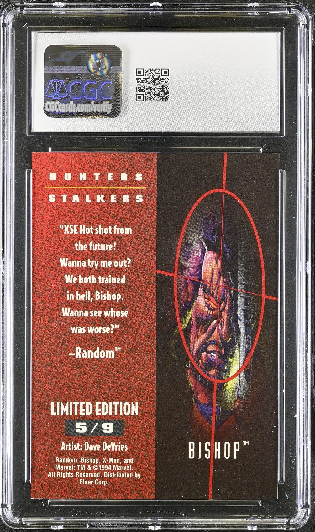 1994 Fleer Ultra X-Men '95 Bishop #5/9 Hunters & Stalkers Rainbow CGC 9