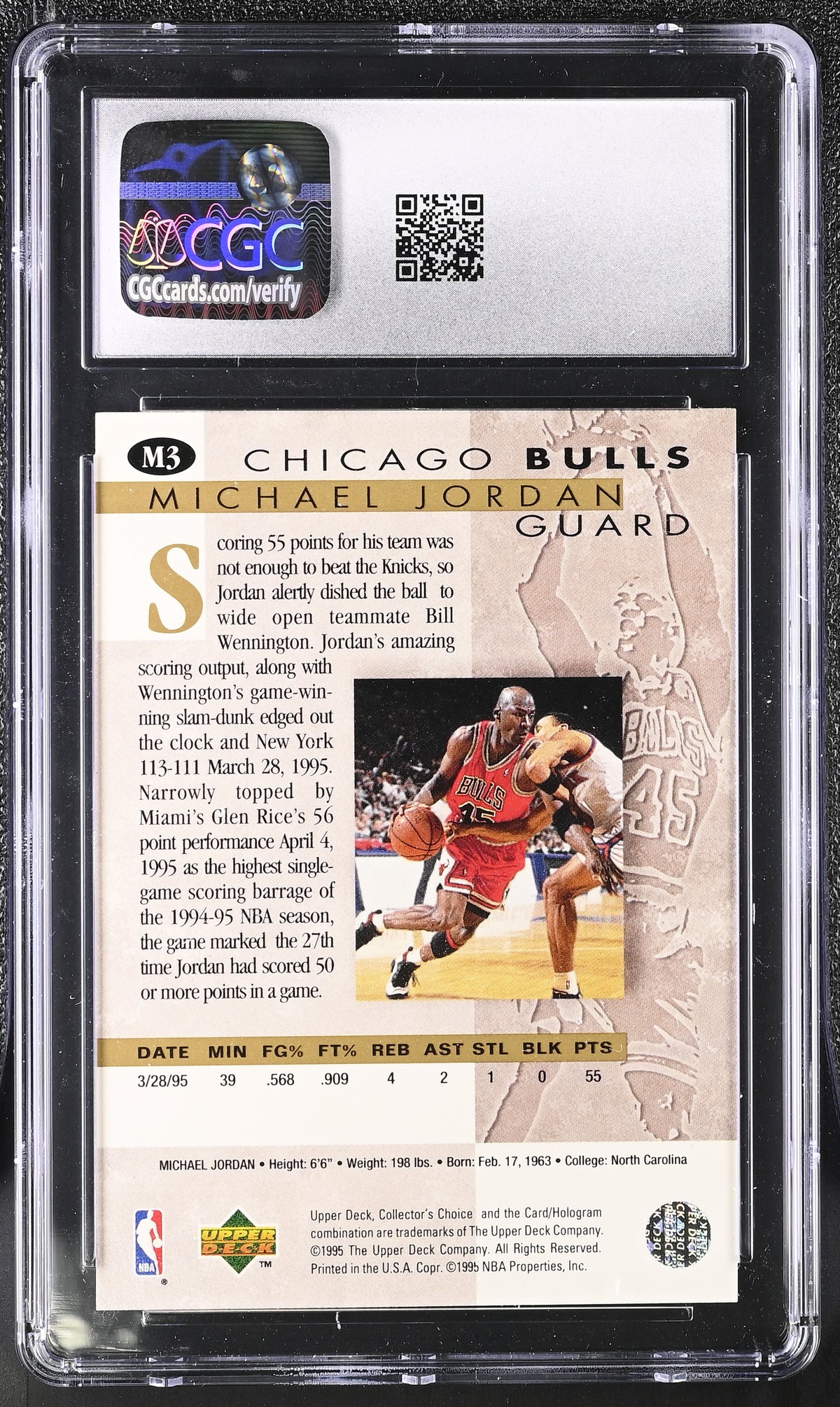 1995-96 Collector's Choice Michael Jordan Jordan He's Back #M3 CGC 9 Bulls