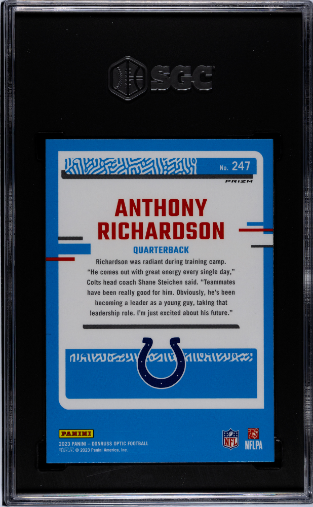2023 Donruss Optic Anthony Richardson Holo Prizm Rookie #247 SGC 9.5 Colts