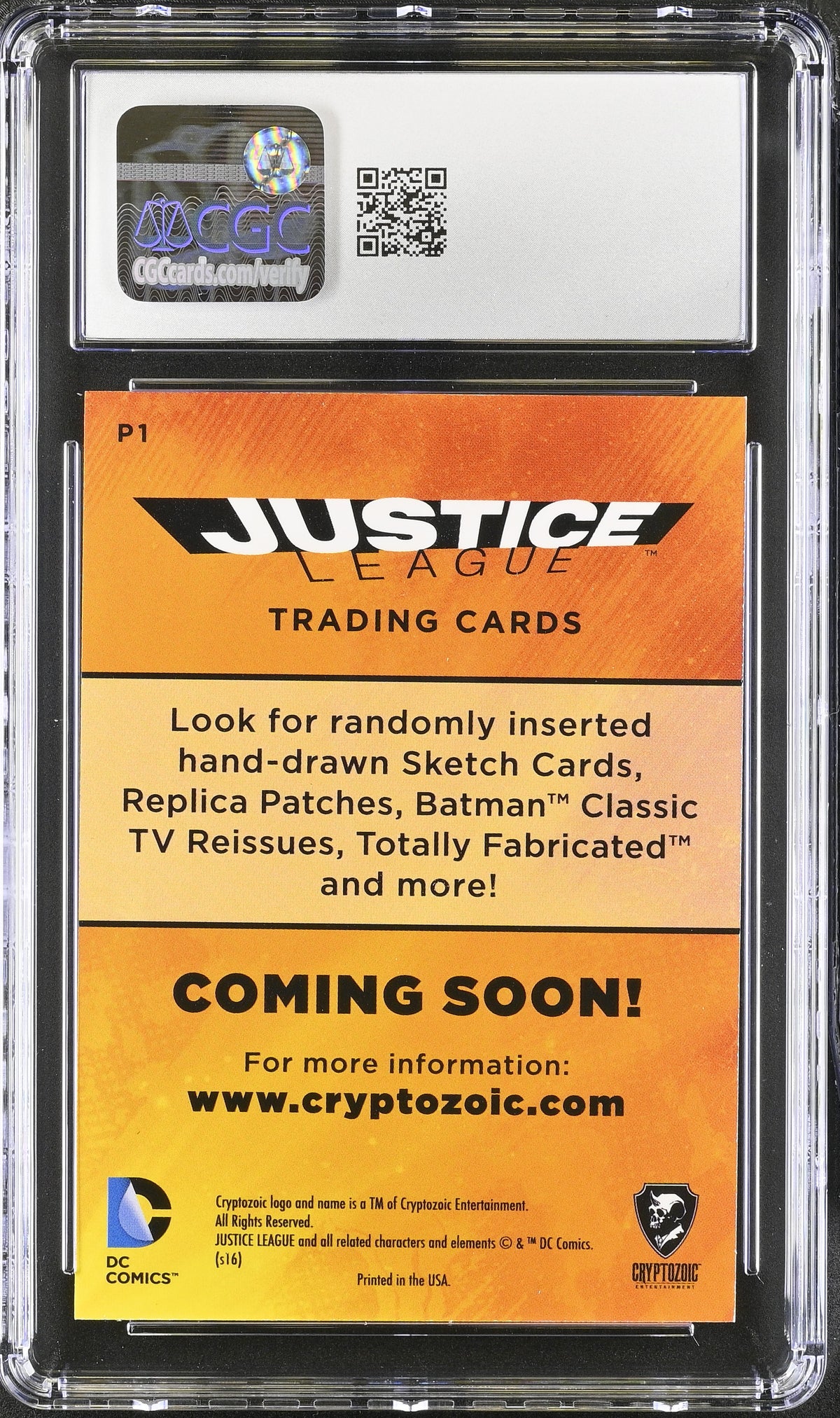 2016 Cryptozoic DC Comics: Justice League Justice League Promo #P1 CGC 9