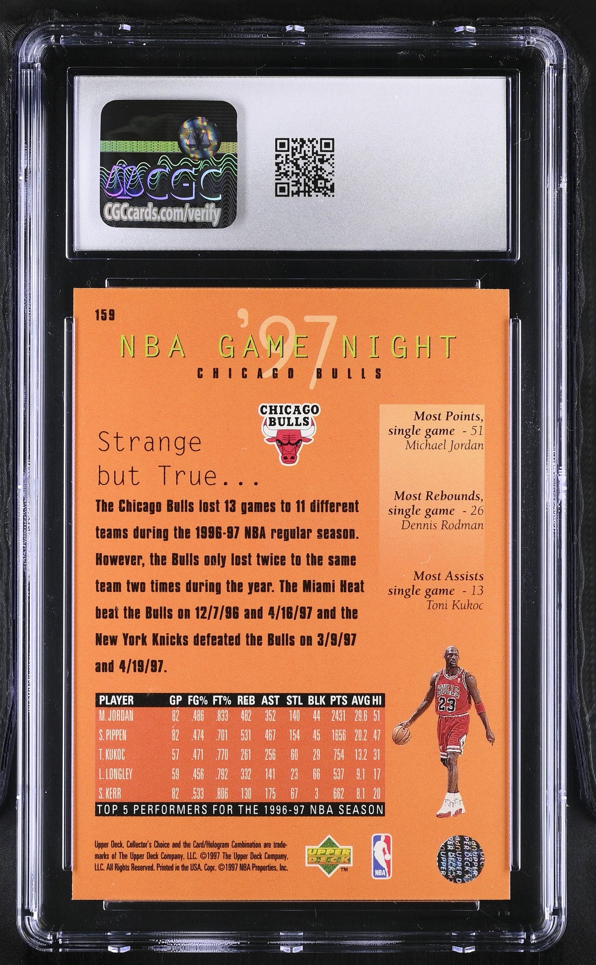 1997-98 Collector's Choice Chicago Bulls #159 CGC 9.5