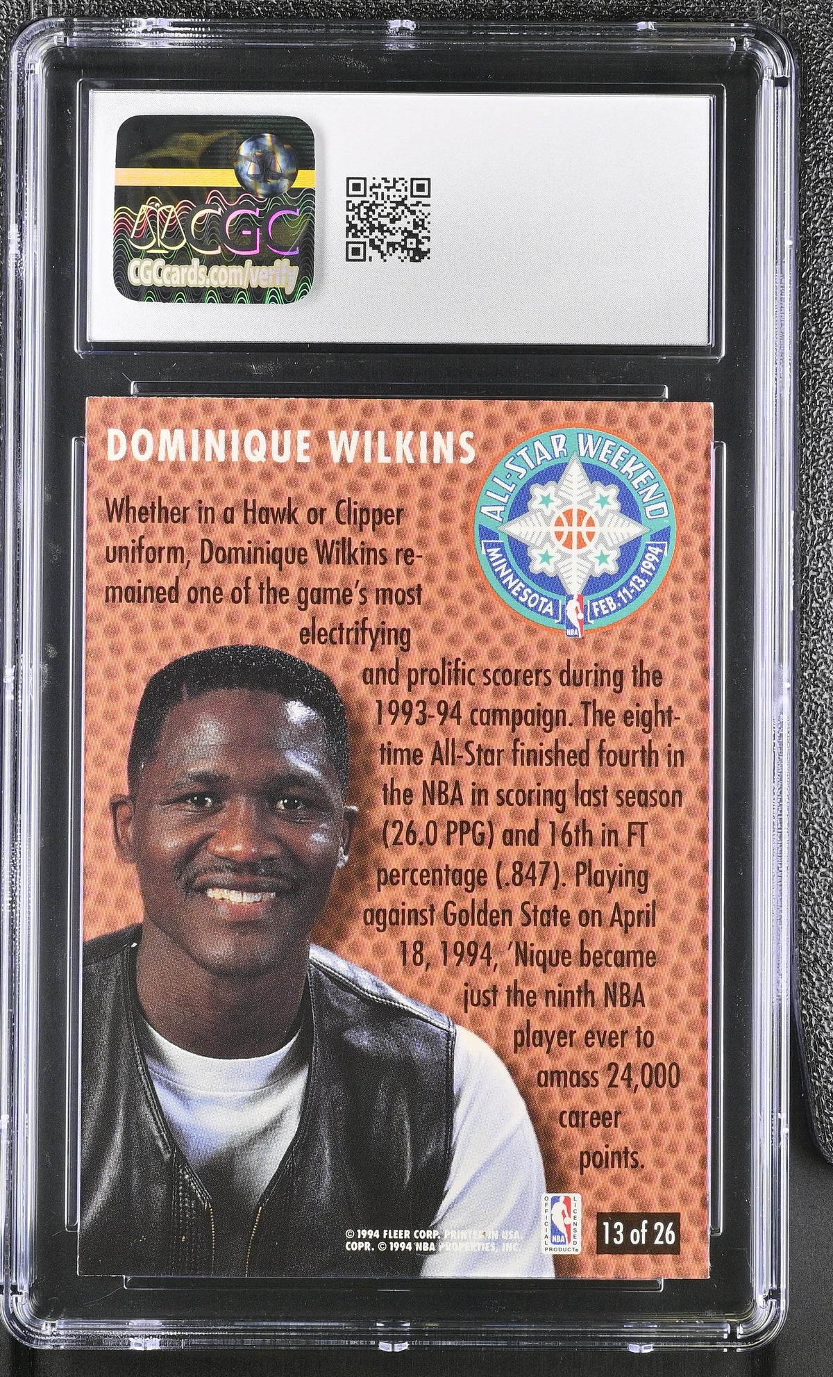 1994-95 Fleer Dominique Wilkins All-Stars #13 CGC 10 Atlanta Hawks