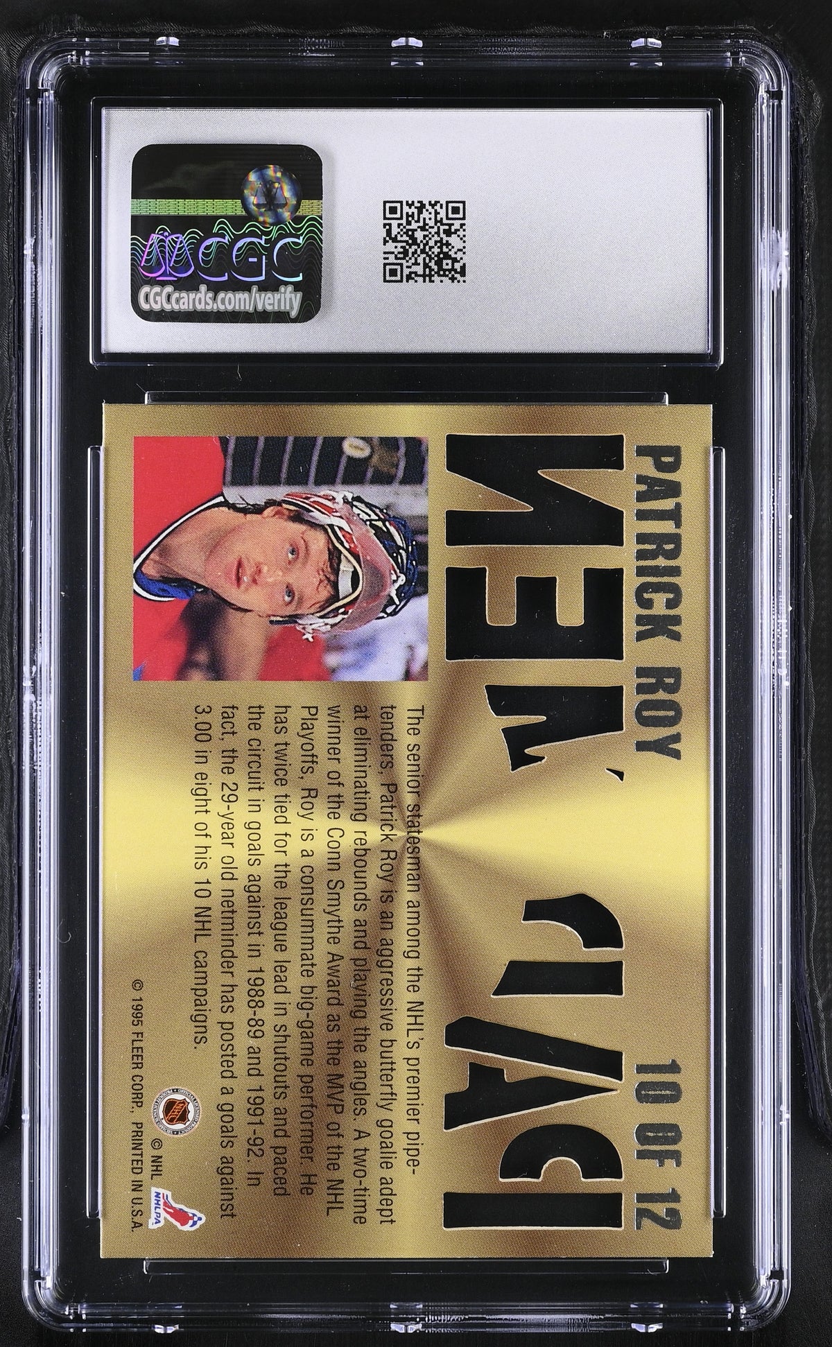 1995-96 Fleer Ultra Patrick Roy Premier Pad Men #10 CGC 9 Montreal Canadiens
