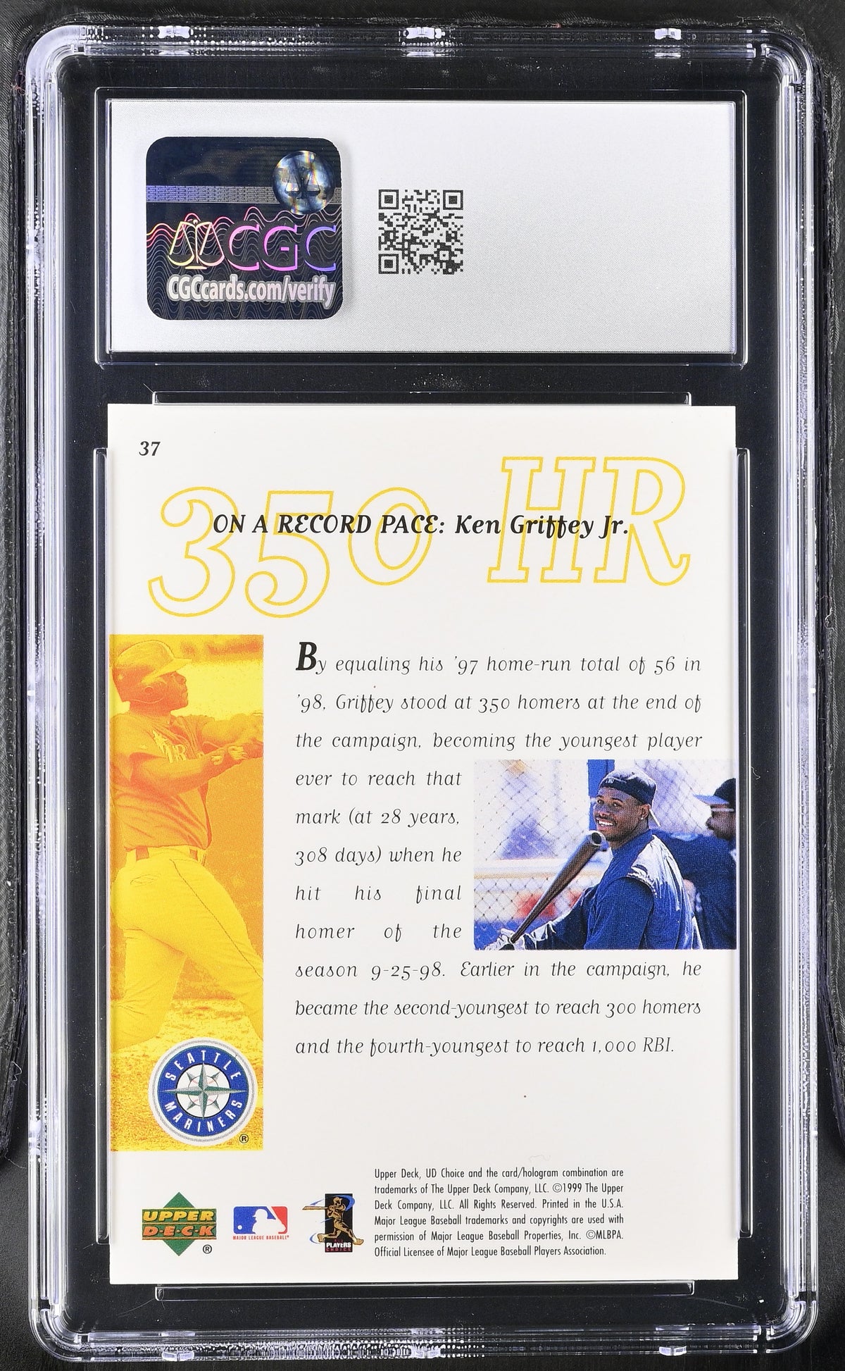 1999 UD Choice Ken Griffey Jr. #37 CGC 10 Seattle Mariners