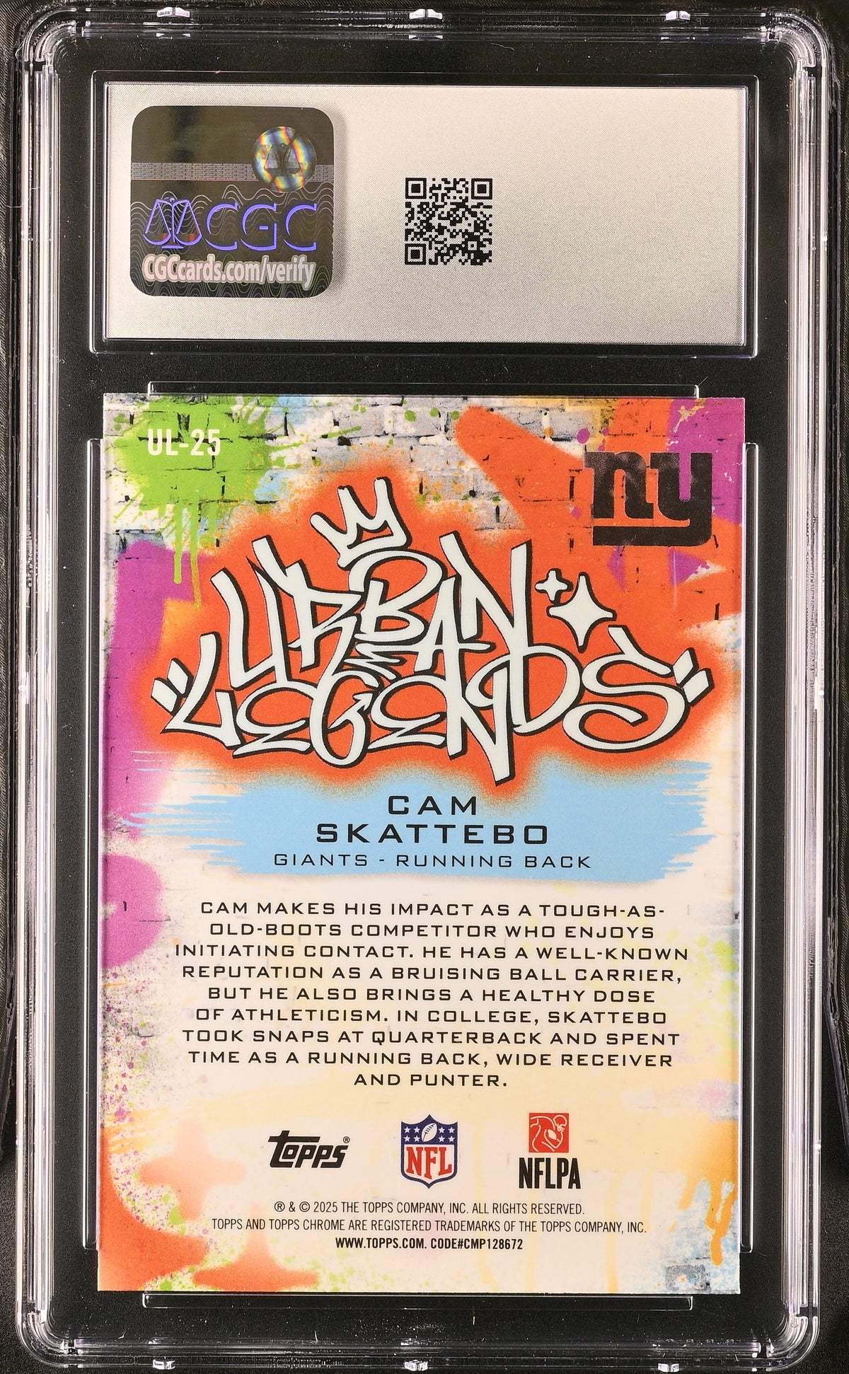 2025 Topps Chrome Cam Skattebo #UL-25 Rookie Urban Legends CGC 10 Giants