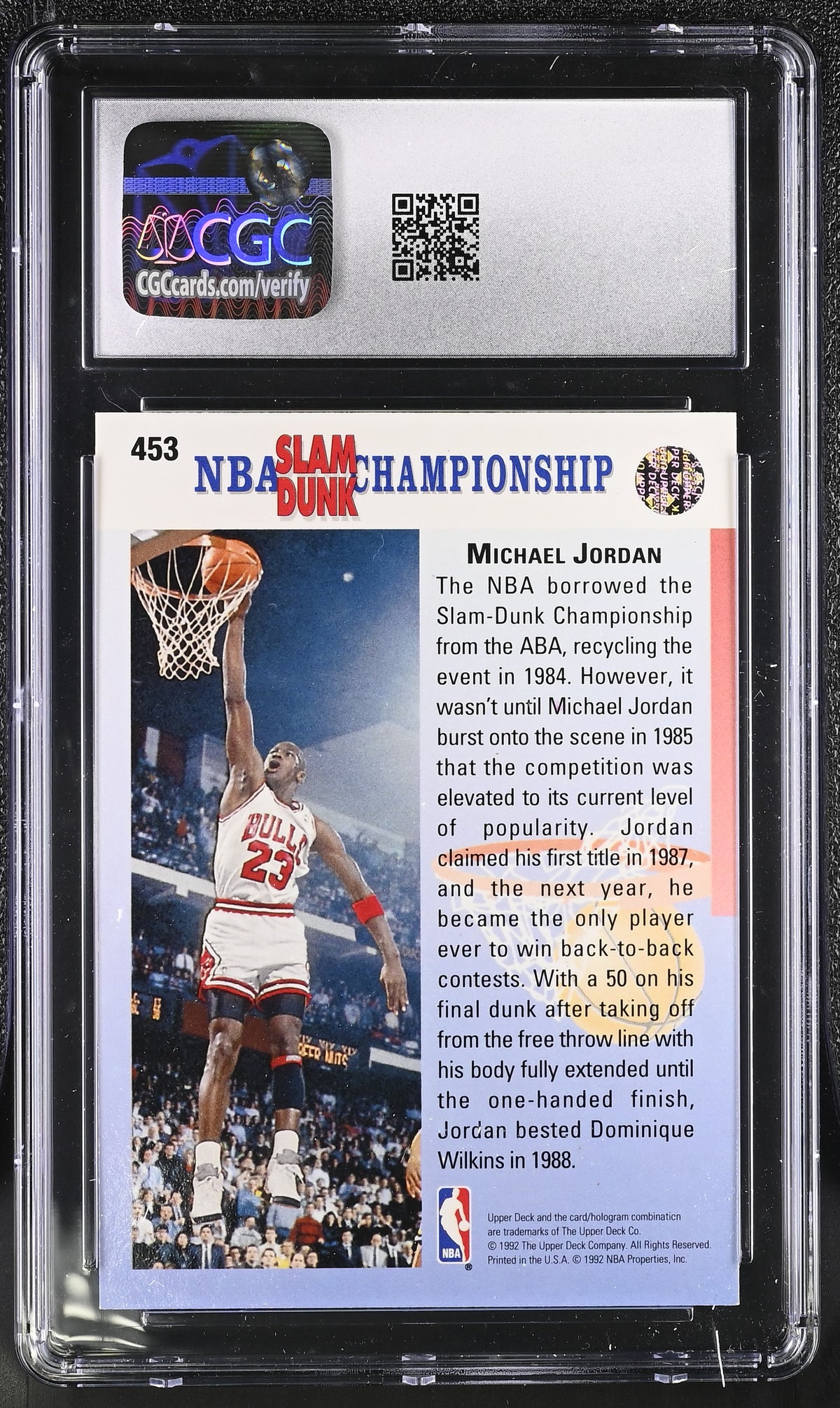 1994-95 Upper Deck Michael Jordan '92-93 Reprints #453 CGC 9 Chicago Bulls