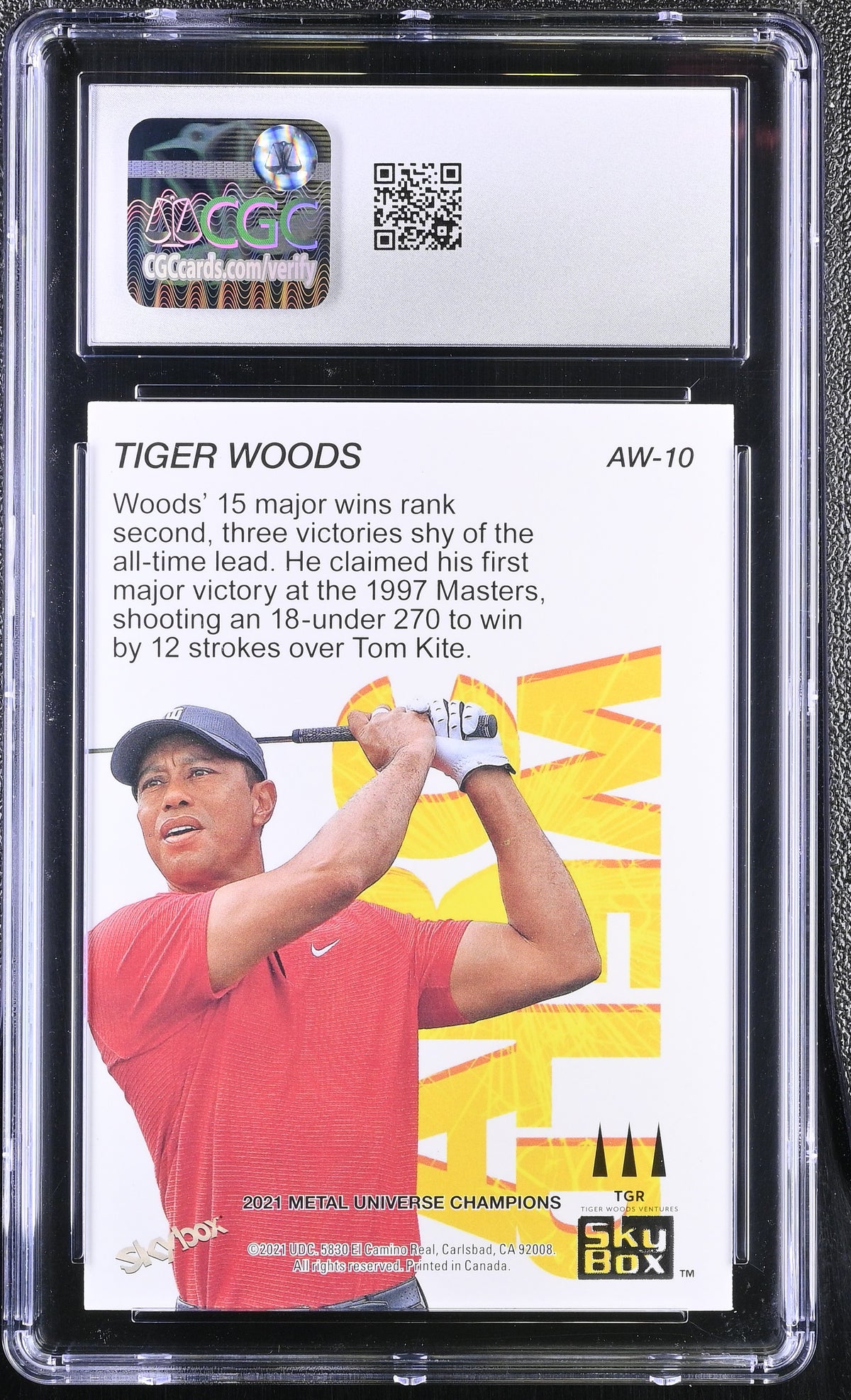 2021 UD Metal Universe Champions Tiger Woods Arc Weld #AW-10 CGC 10