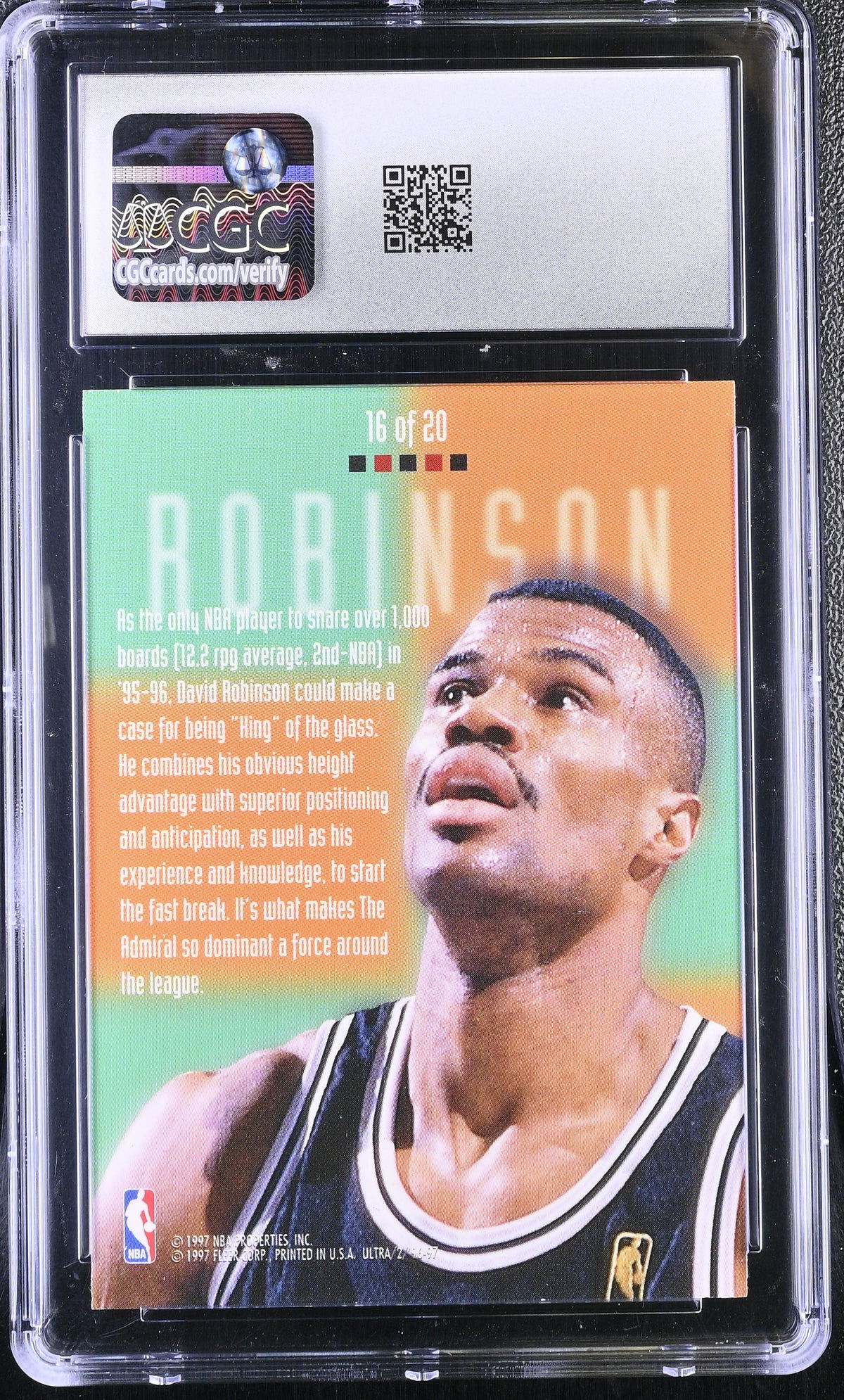 1996-97 Fleer Ultra David Robinson #16 Board Game CGC 8.5