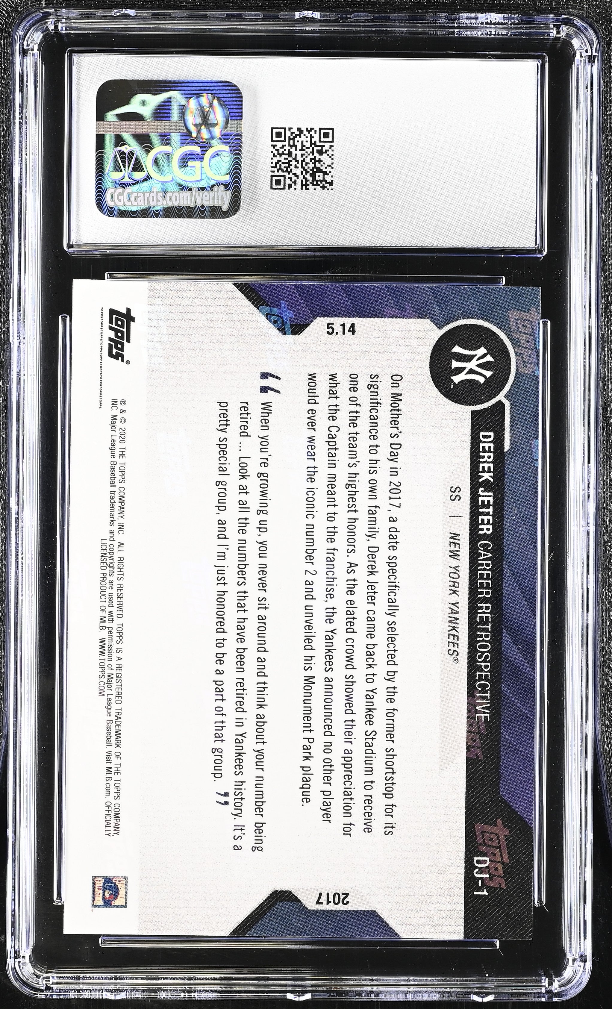 2020 Topps Now Chrome Derek Jeter #DJ-1 Jeter Career Retrospective CGC 10