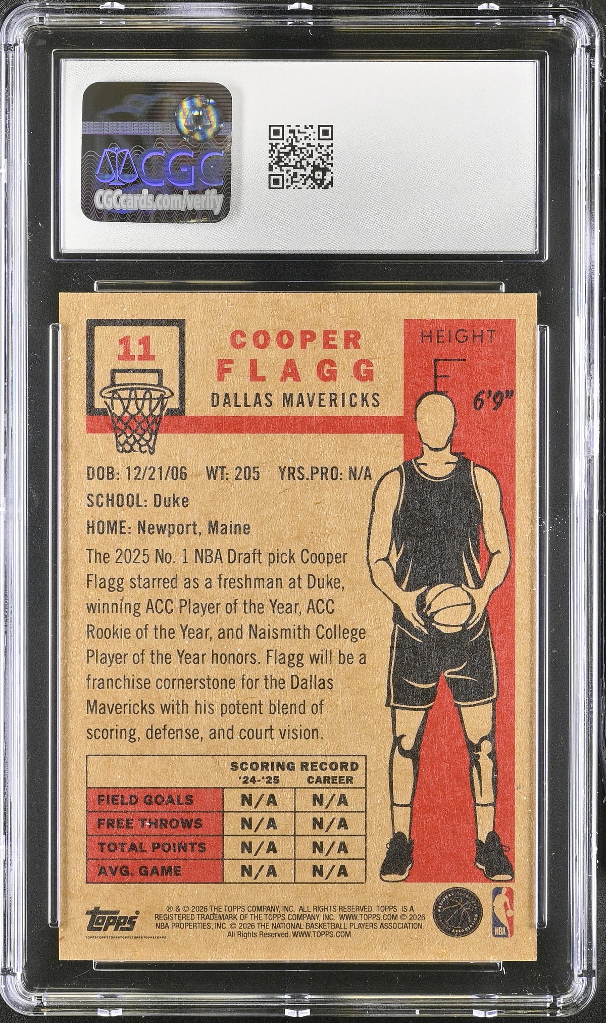 2025-26 Topps Living Set Cooper Flagg Rookie #11 CGC 10 Dallas Mavericks