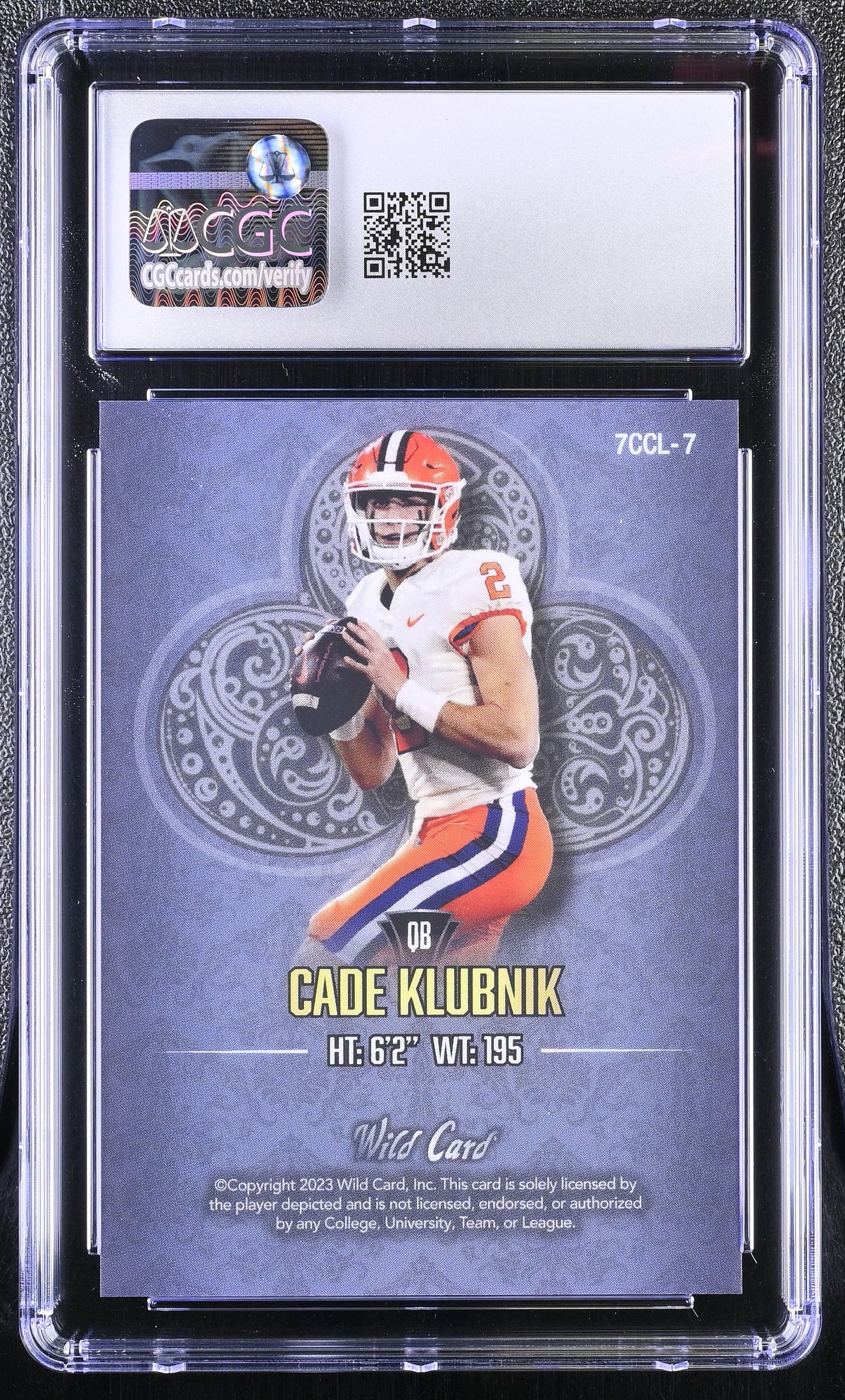 2023 Wild Card 7 Card Studs Promos Cade Klubnik /2 Rookie Clubs CGC 9.5 Clemson