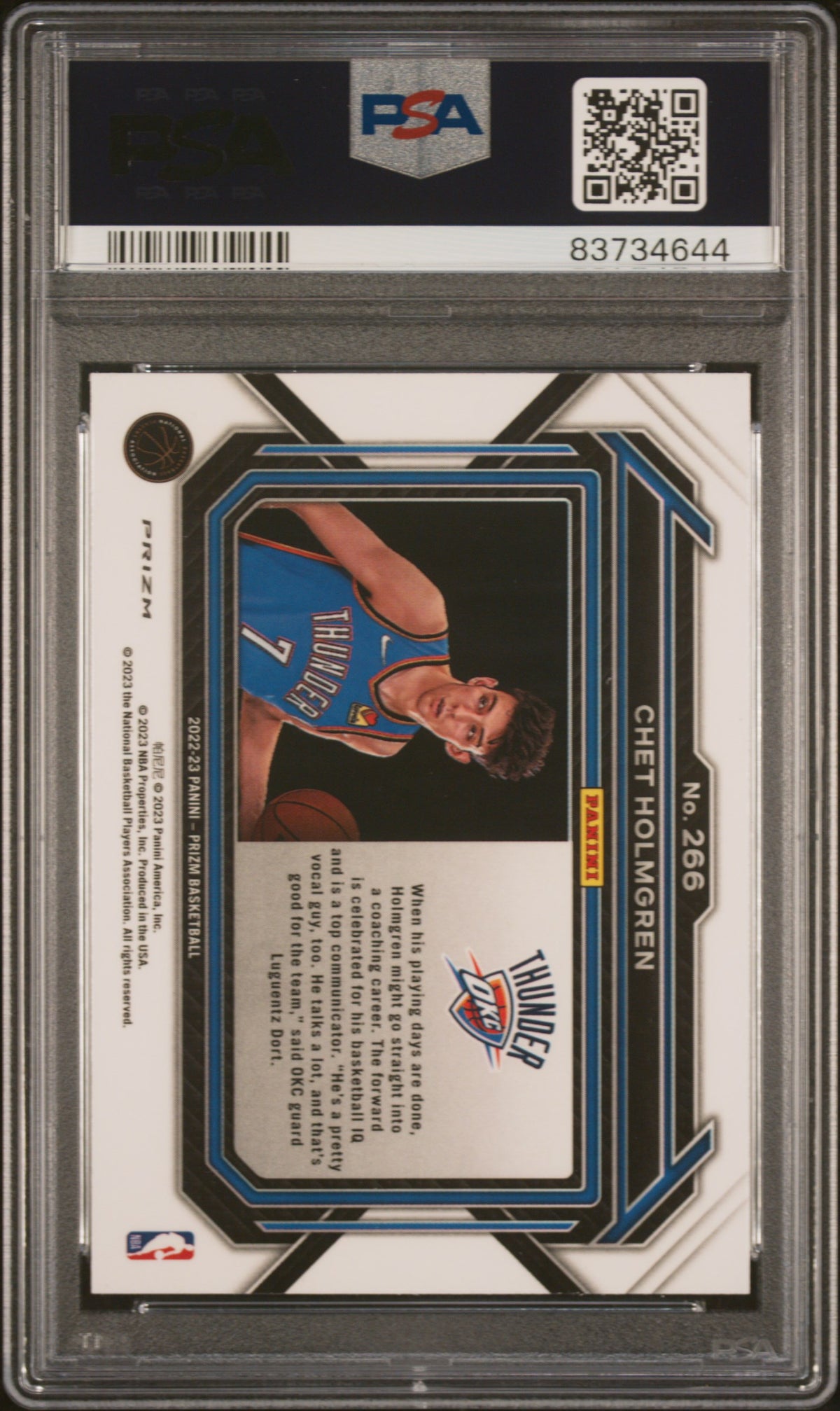 2022 Panini Prizm Chet Holmgren Variation Rookie #266 PSA 10 Thunder