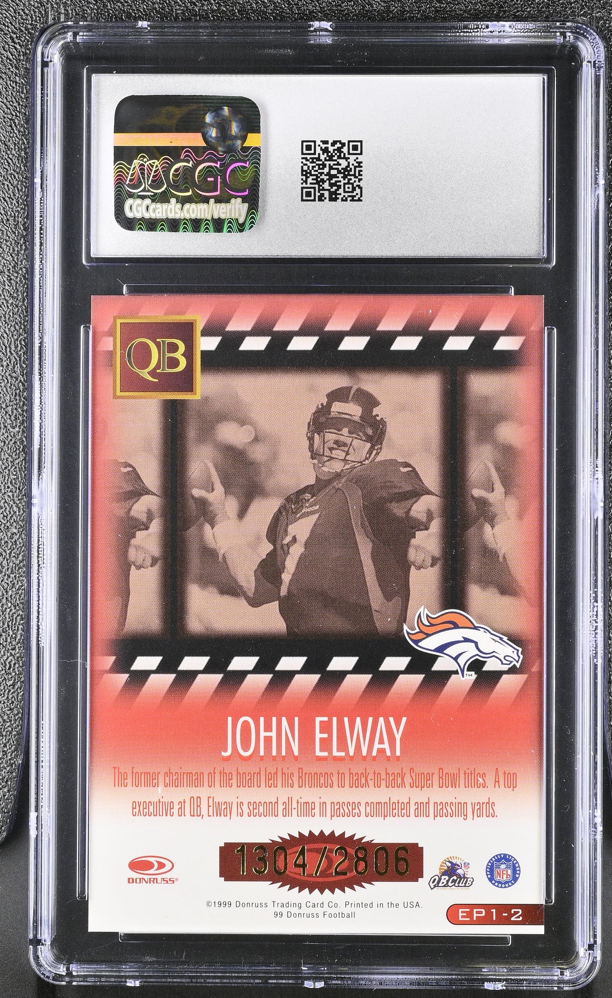 1999 Donruss John Elway /2806 Executive Producers #EP1-2 CGC 9.5 Denver Broncos