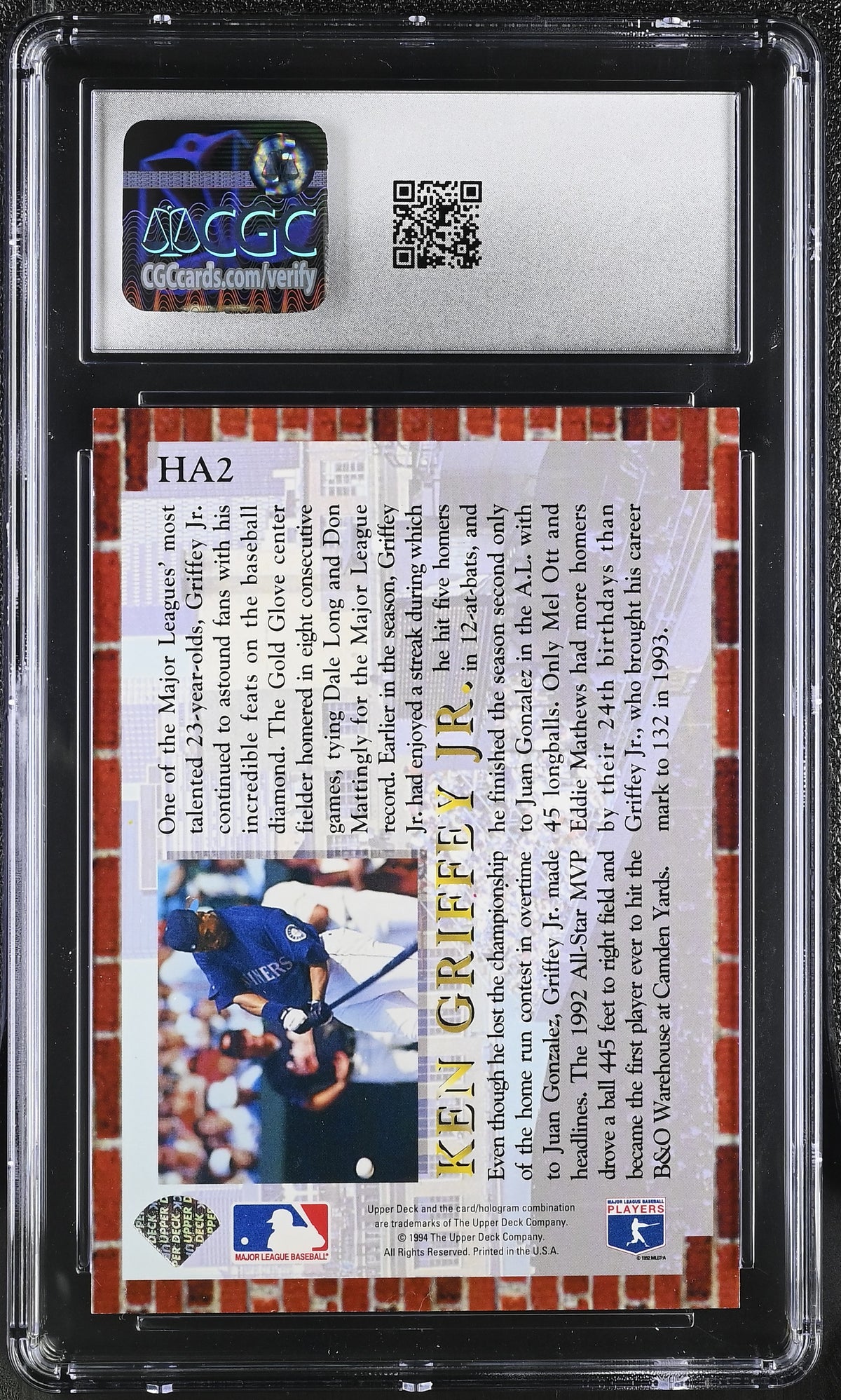 1994 Collector's Choice Ken Griffey Jr. Home Run All-Stars #HA2 CGC 10 Mariners