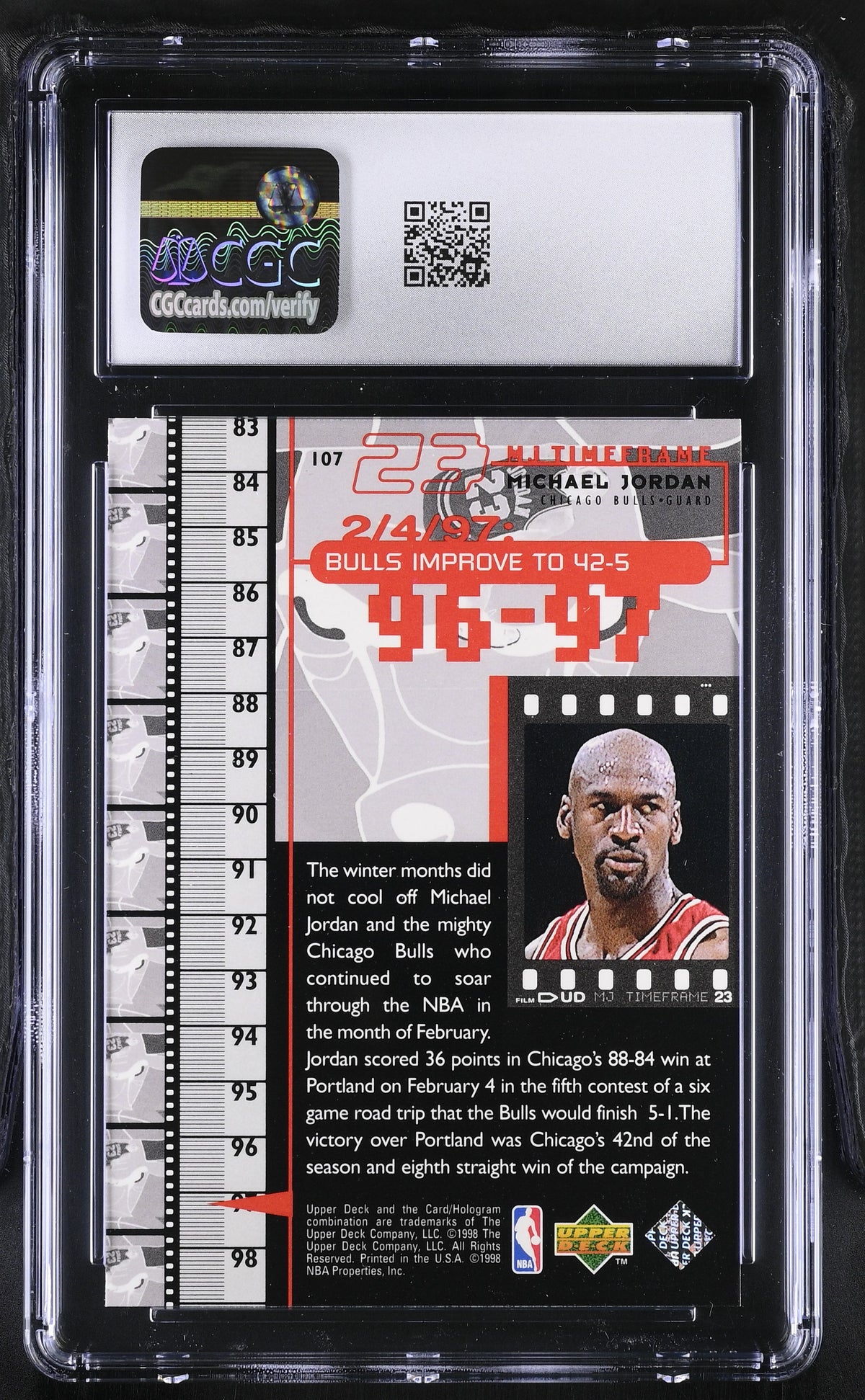 1998 Upper Deck MJ Living Legend Michael Jordan #107 CGC 9 Chicago Bulls