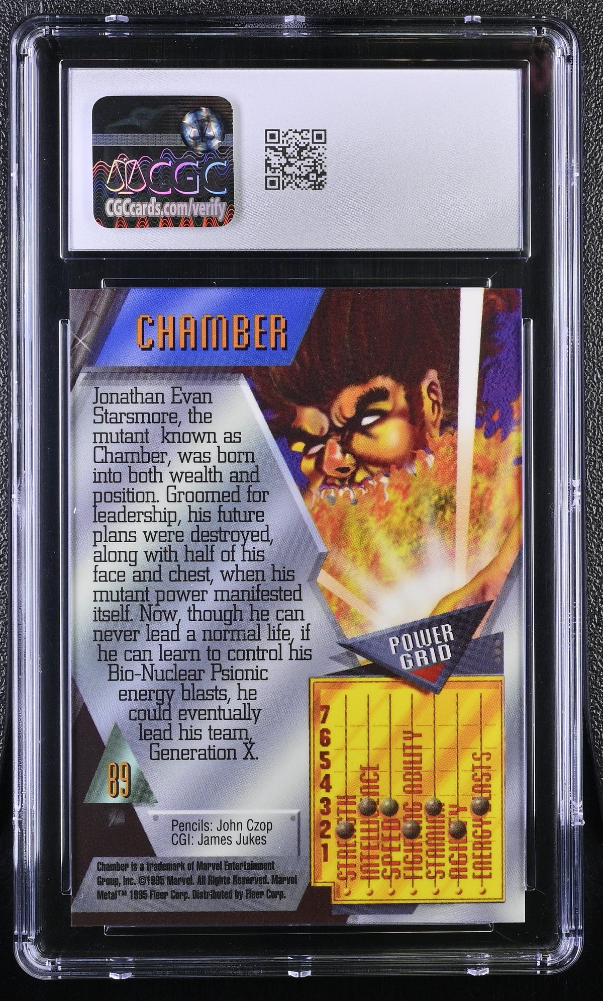 1995 Fleer Marvel Metal Inaugural Edition Chamber #89 CGC 9.5