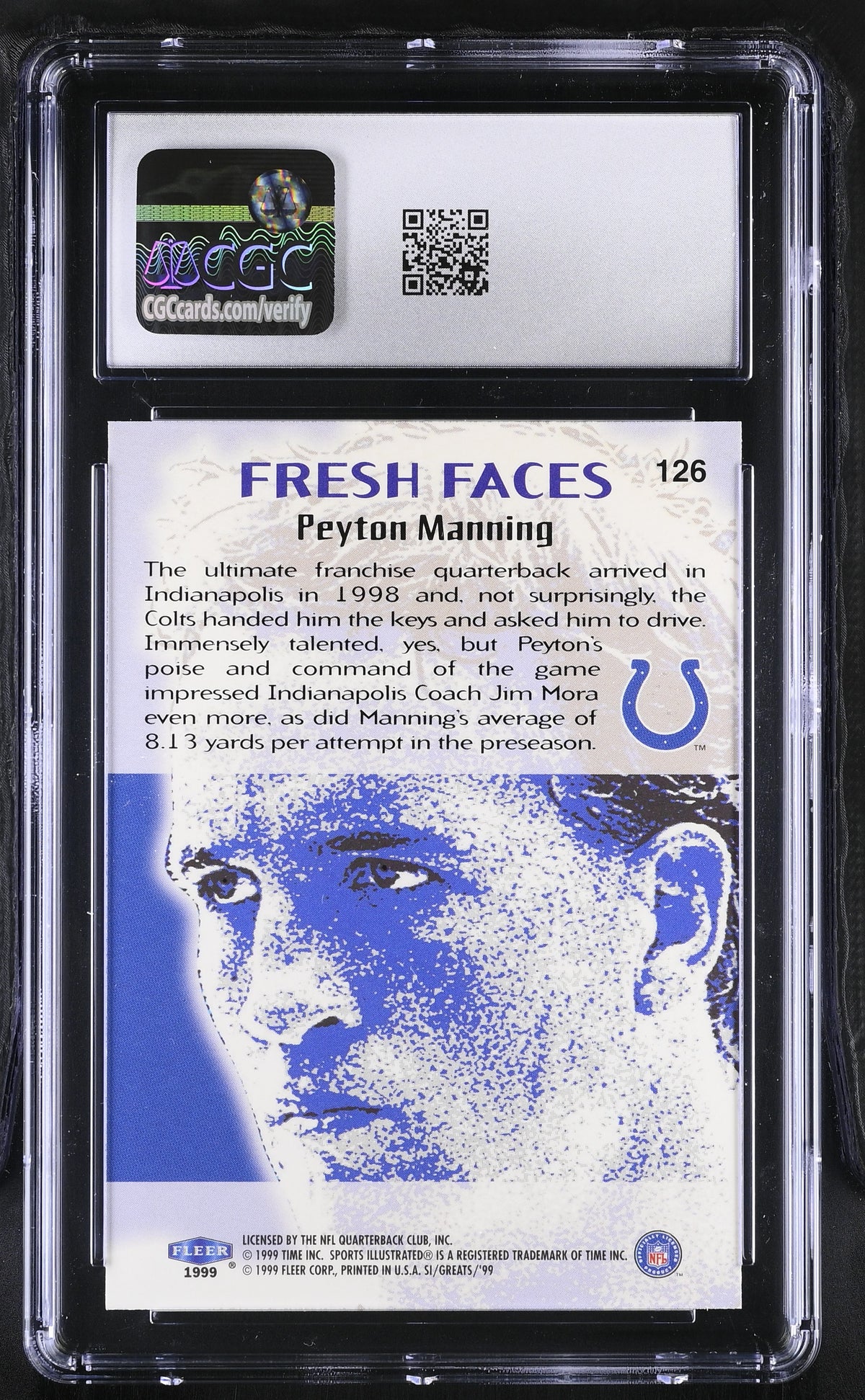 1999 Fleer Sports Illustrated Peyton Manning #126 CGC 9 Indianapolis Colts