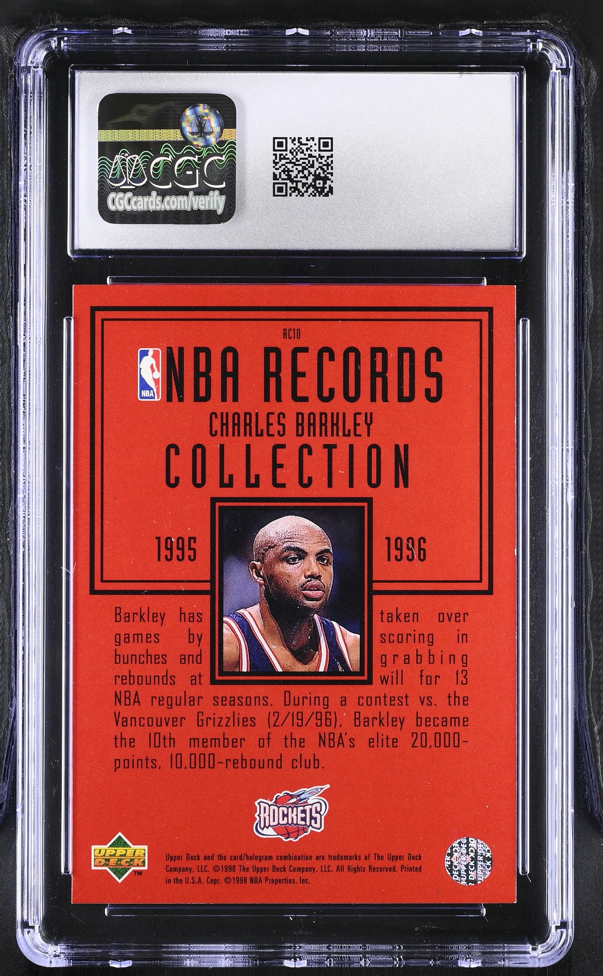 1997-98 Upper Deck Charles Barkley NBA Records Collection #RC10 CGC 9 Rockets
