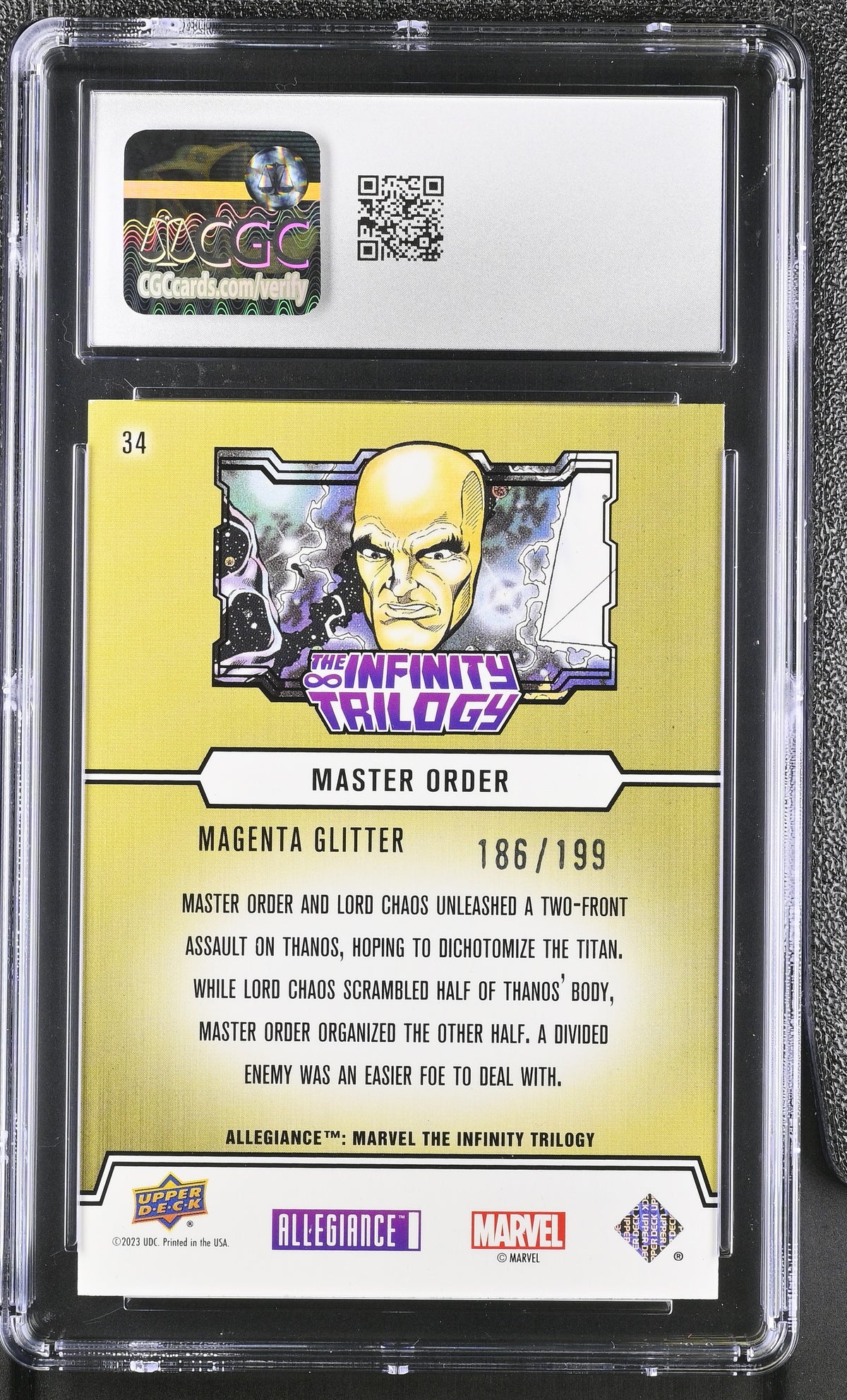 2023 Upper Deck Allegiance Infinity Master Order /199 Magenta Glitter CGC 10